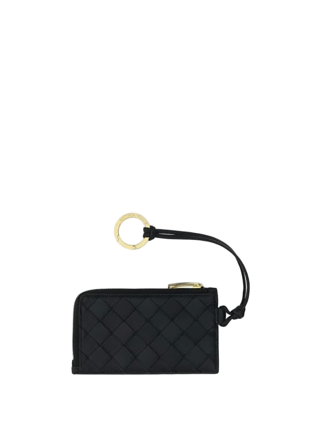 Woven Leather Card Wallet with Zip Closure