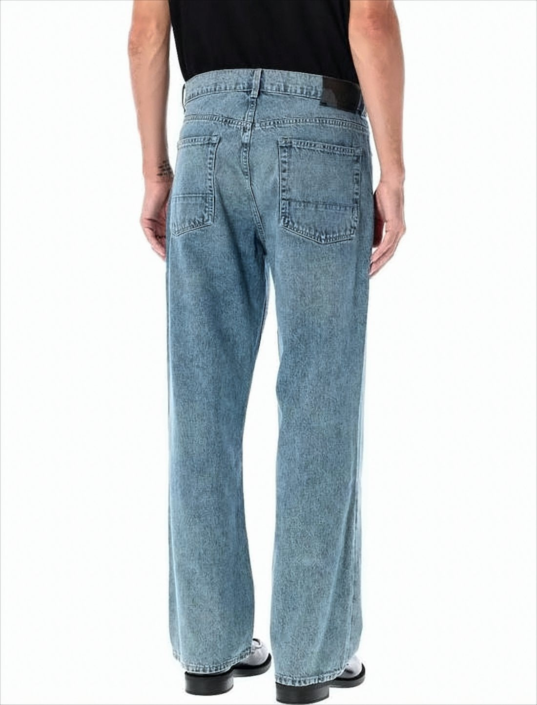 Straight-Leg Denim Pants with Vintage-Inspired Details