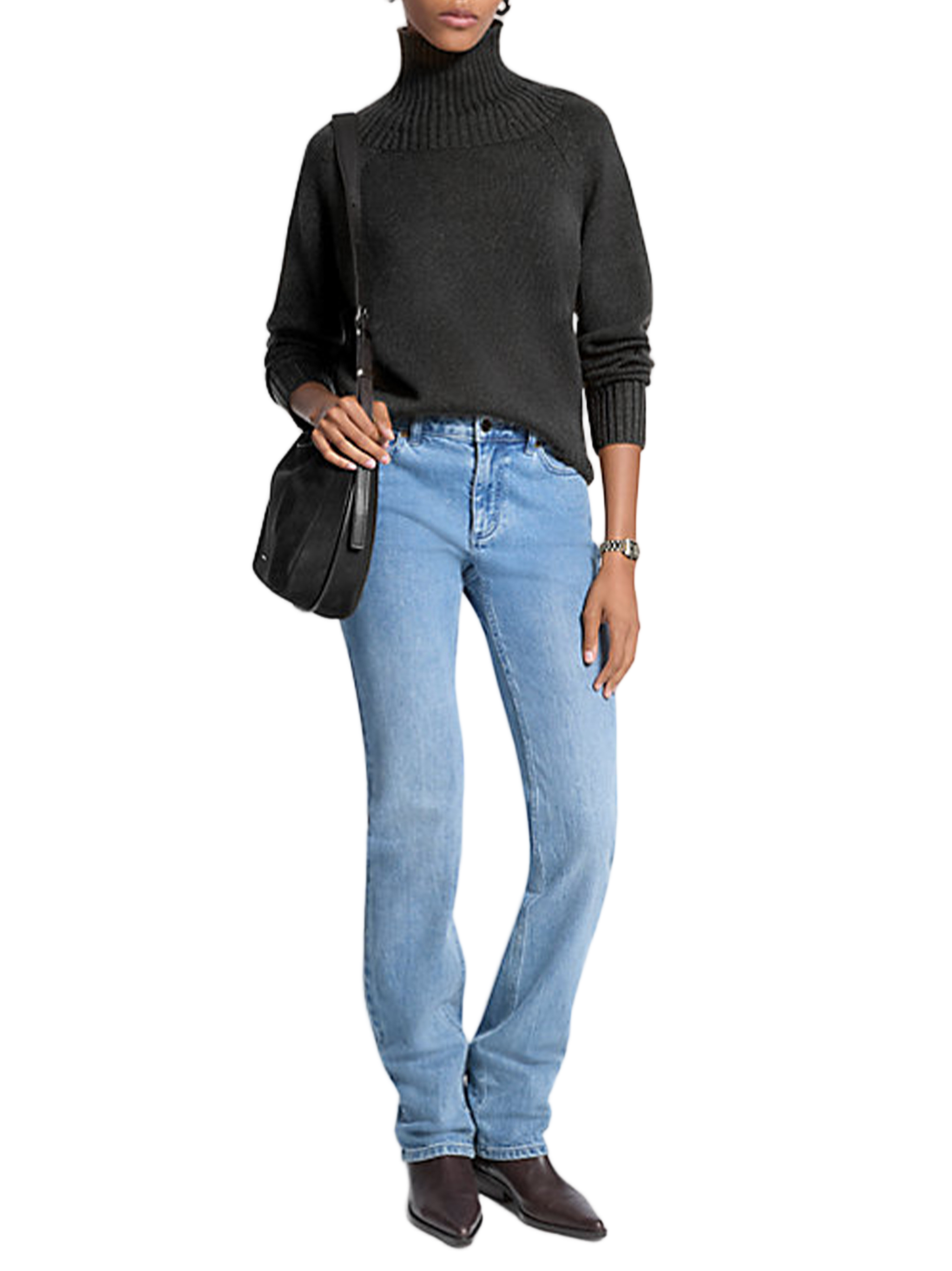 Black Relaxed Fit Merino Wool Sweater