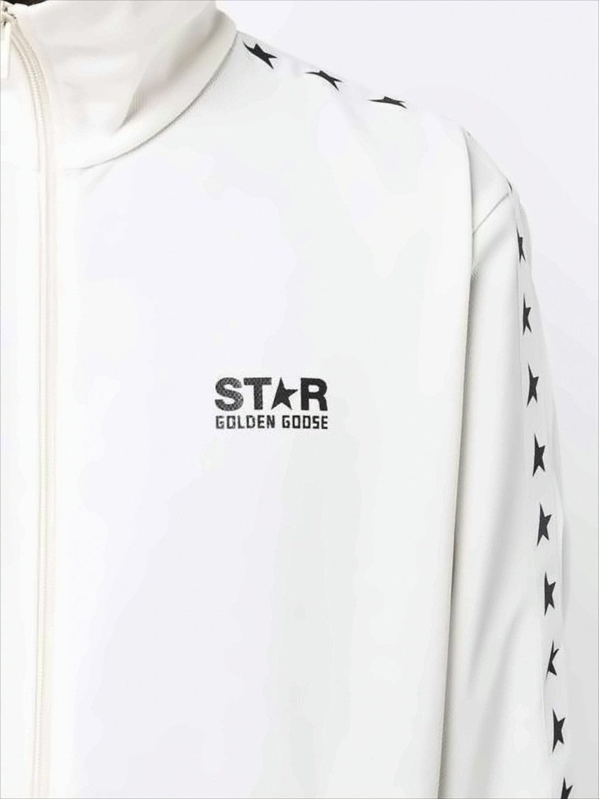 Full-Zip Jacket with High Collar and Bold Star Motifs