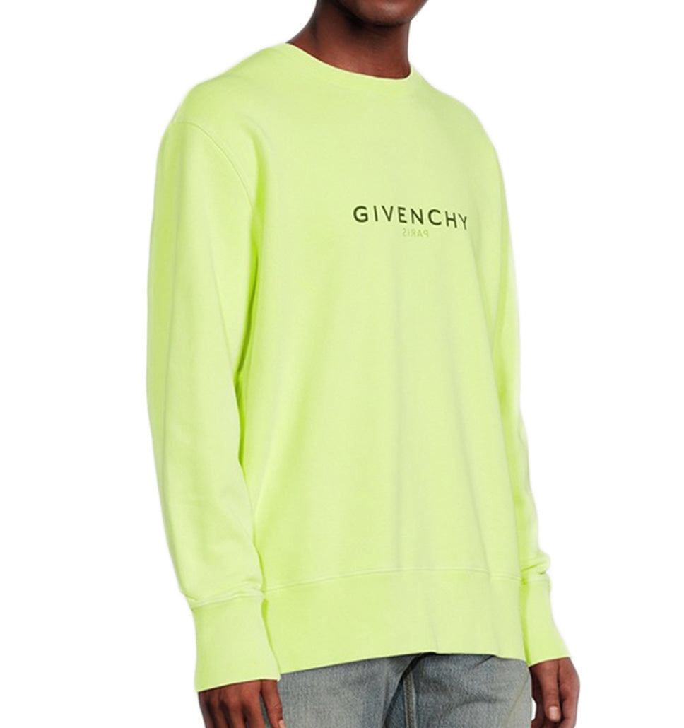 Fluorescent Yellow Crewneck Sweatshirt with Centered Logo