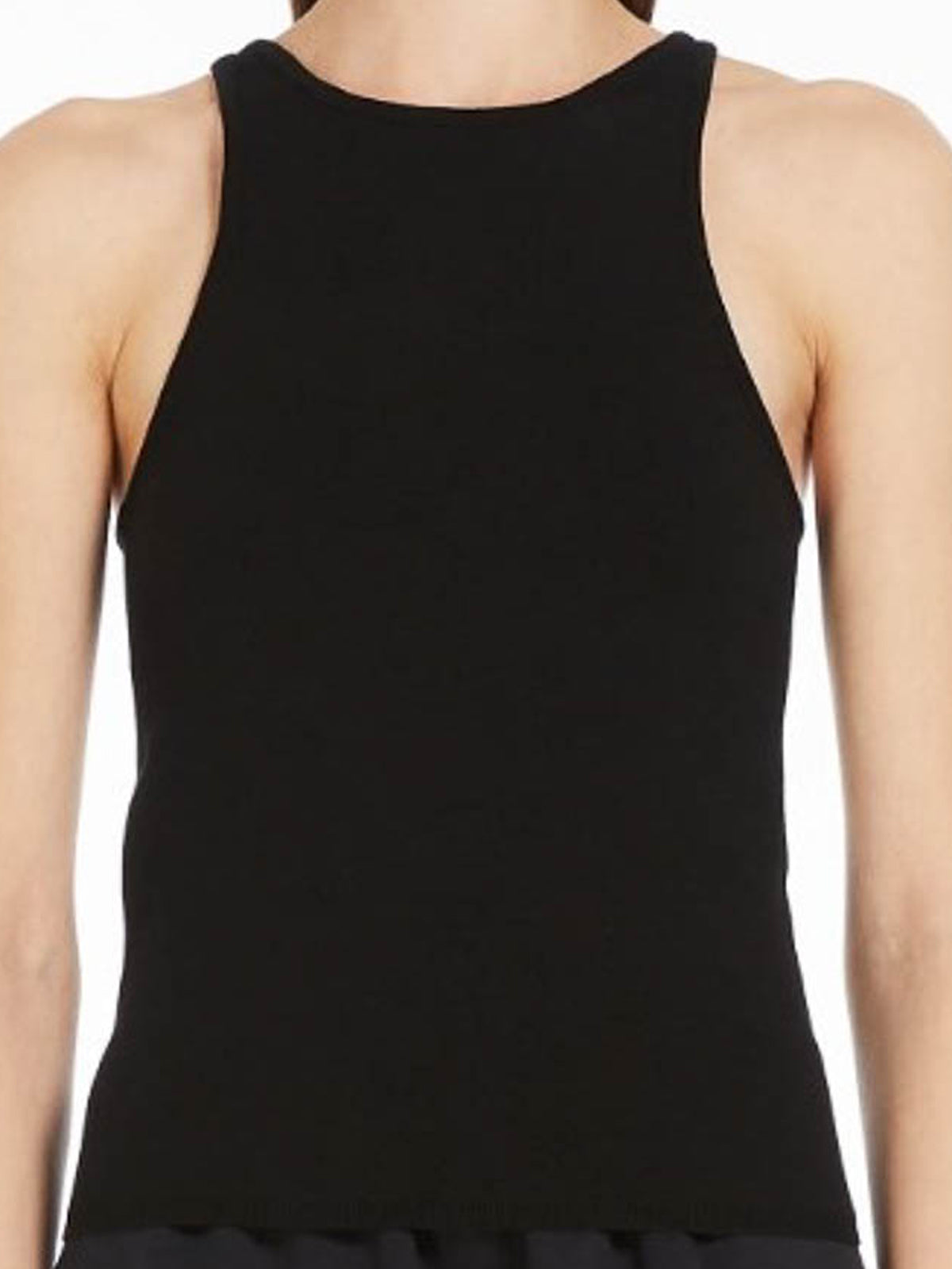 Fitted Black Sleeveless Tank Top with Scoop Neckline