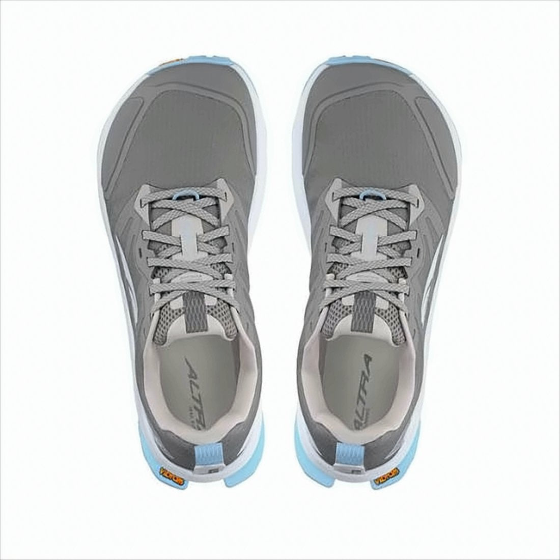 Grey Athletic Shoes with Light Blue Accents
