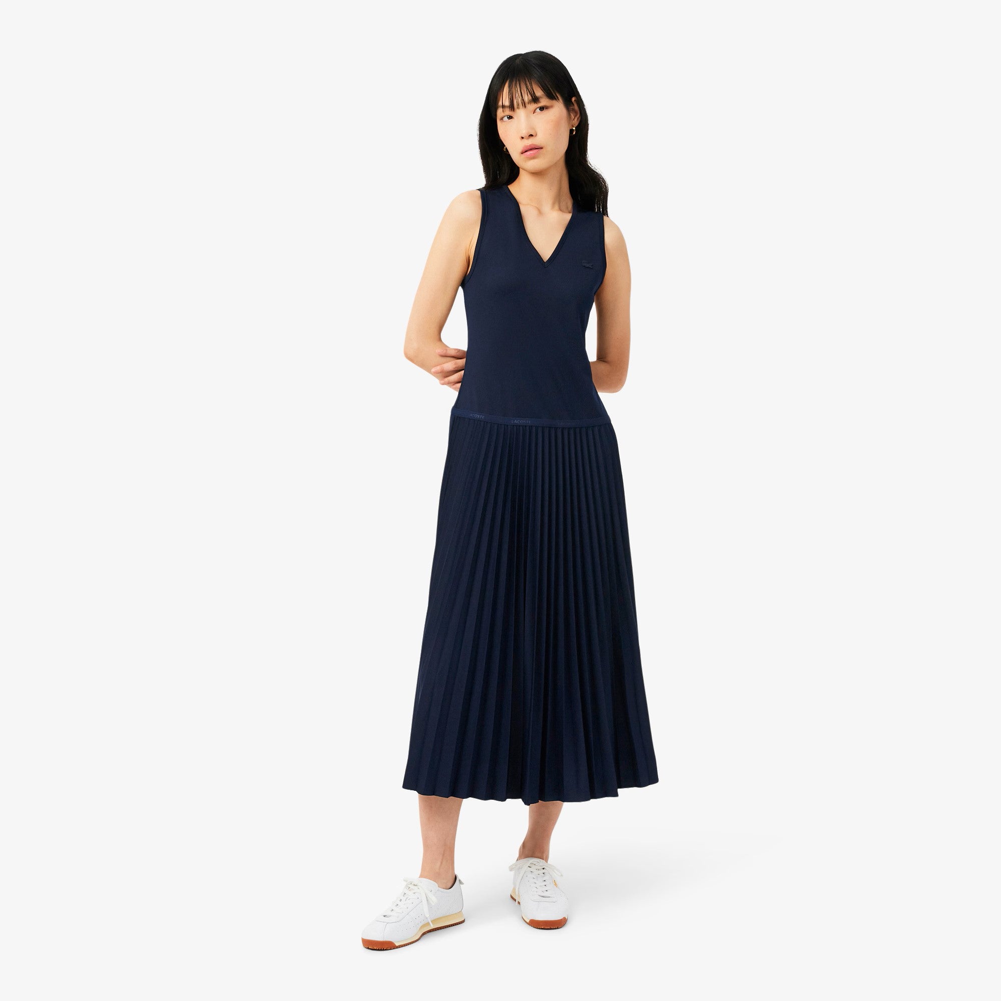 Flowing Midi Dress with Fitted Bodice