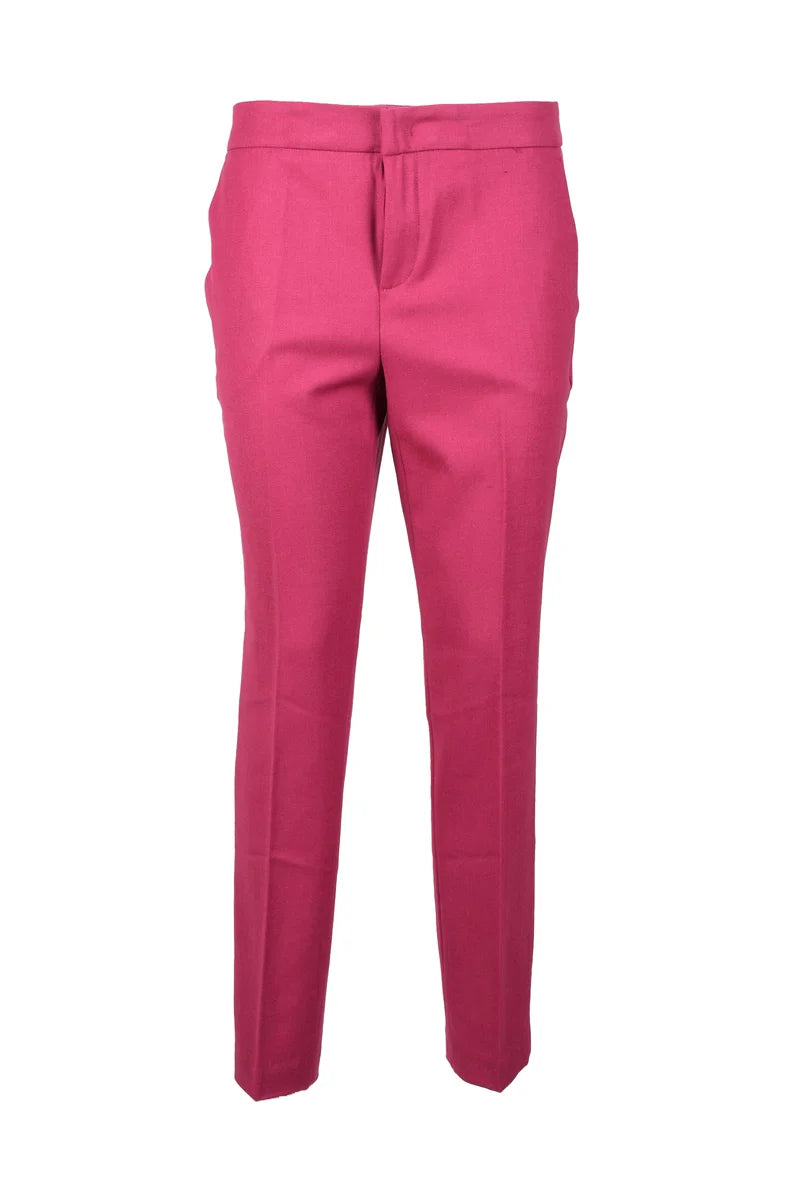 Wool Blend Stretch Trousers - Pink