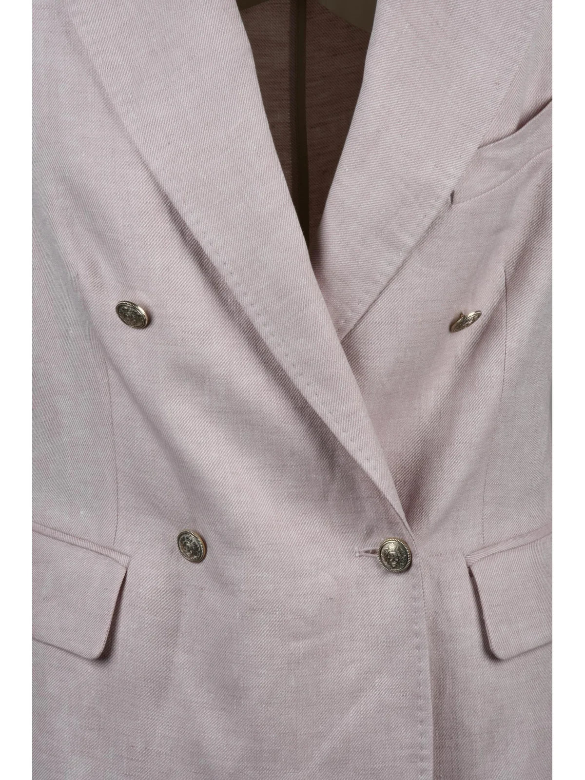 Pink Women Linen Double-Breasted Jacket