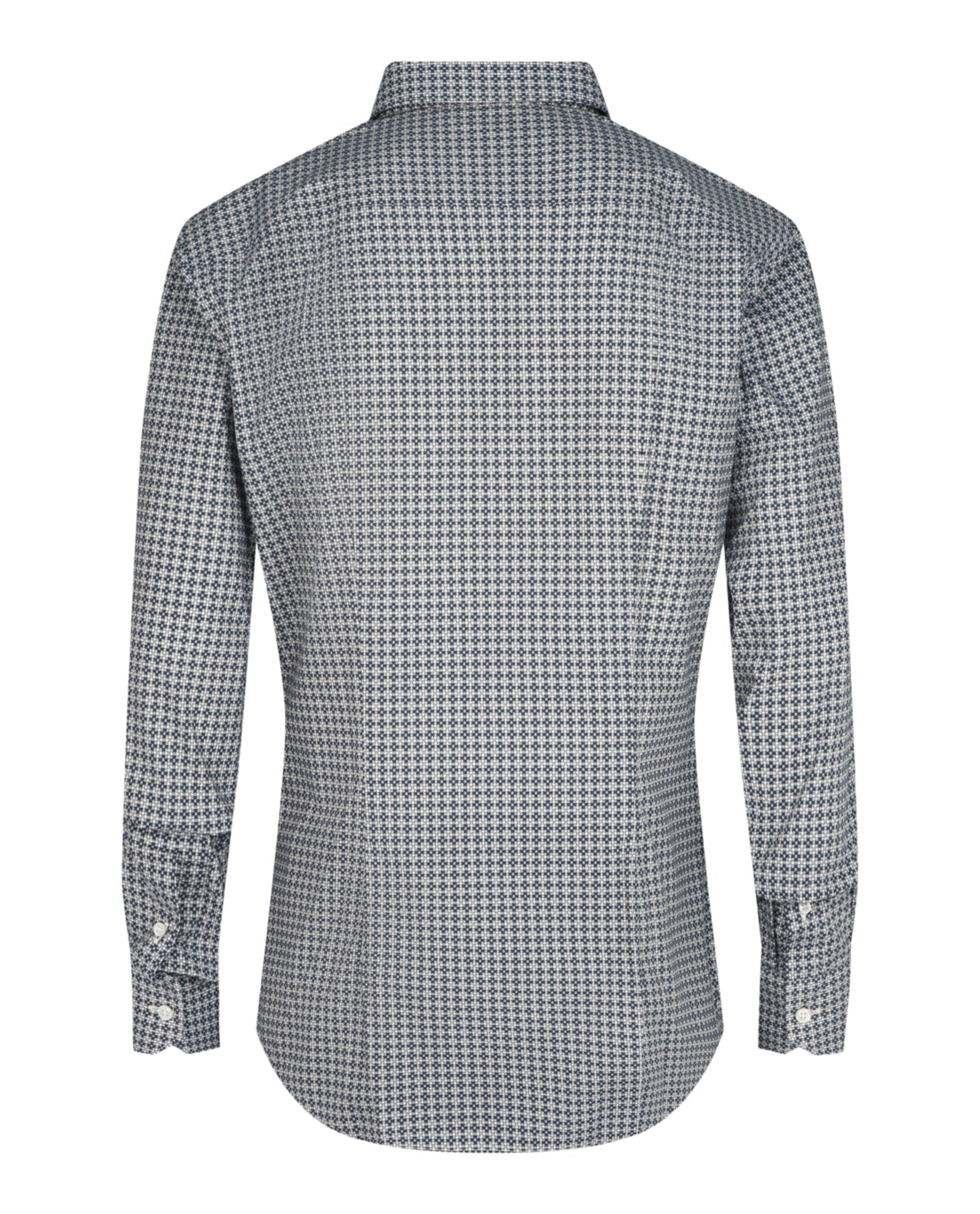 Slim-Fit Micro-Check Pattern Shirt