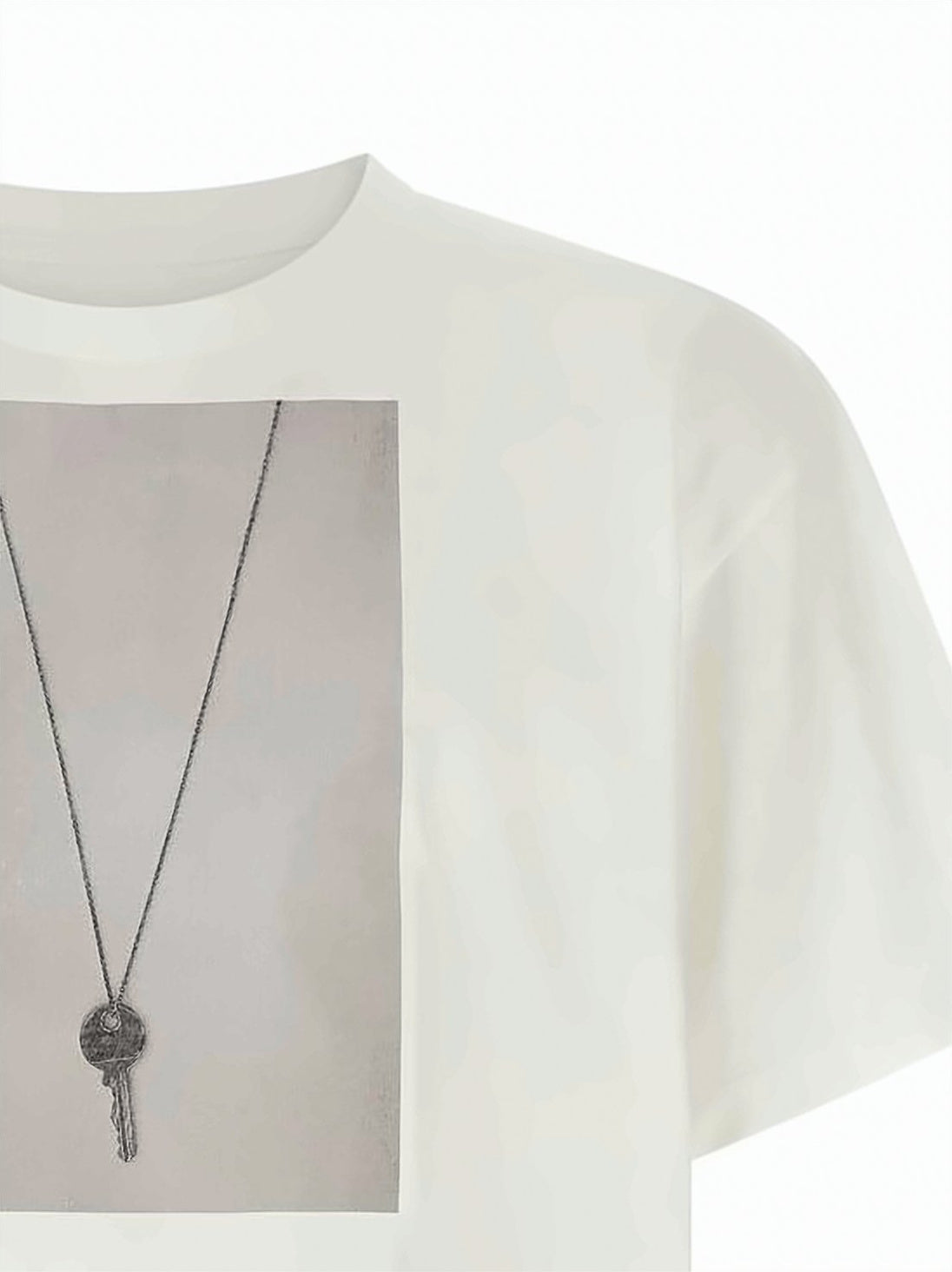 Photographic Print Short-Sleeved T-Shirt with Crew Neckline