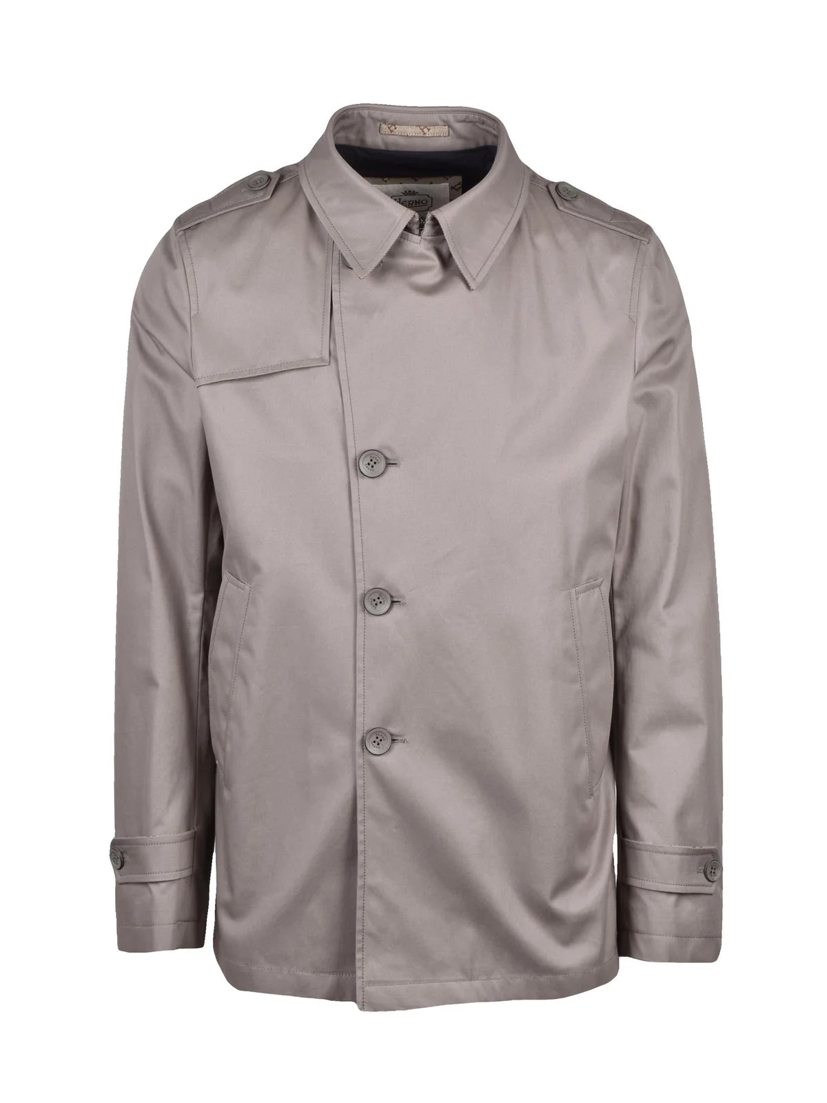 Grey Cotton Canvas Overcoat