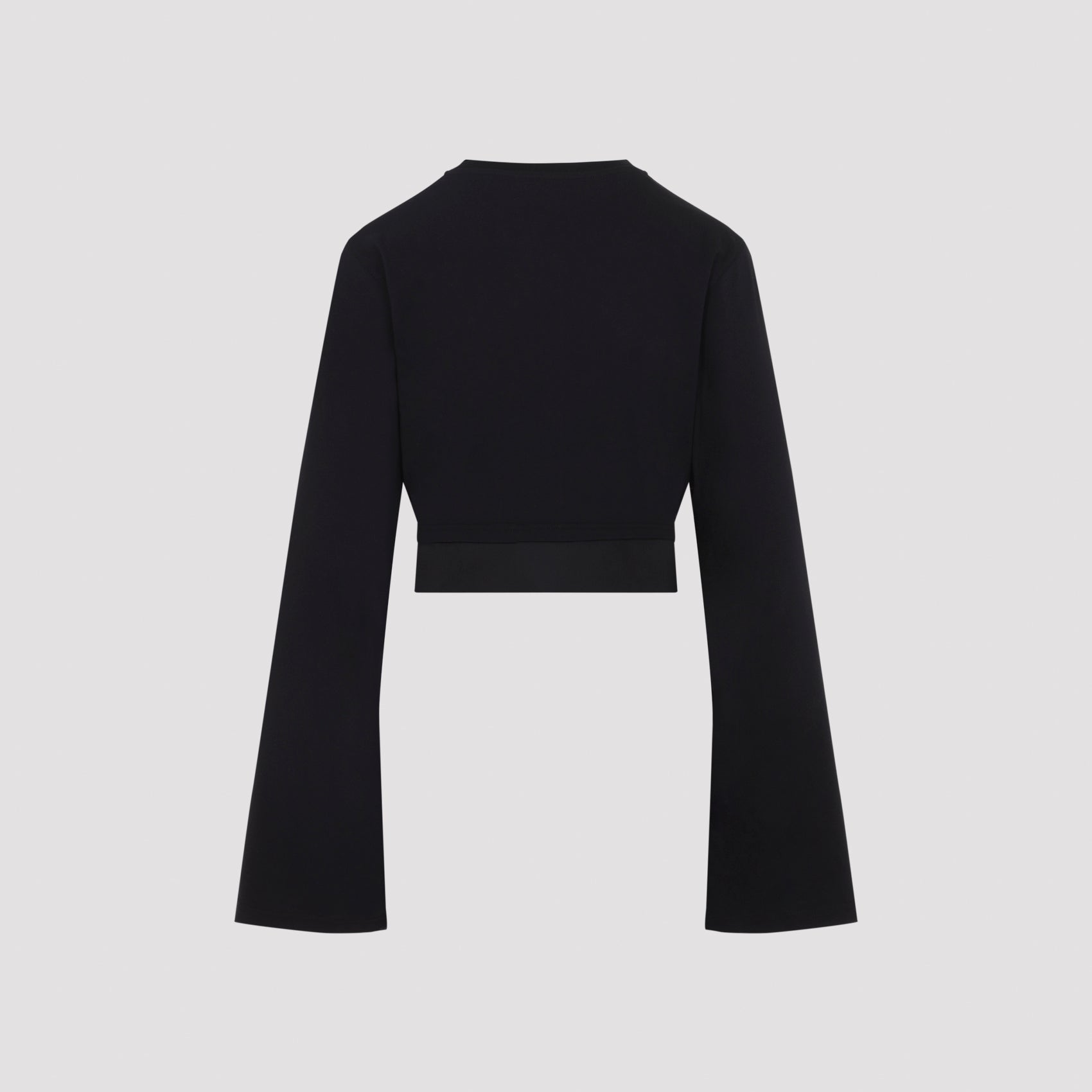 Cropped Black Top With Bow Detail