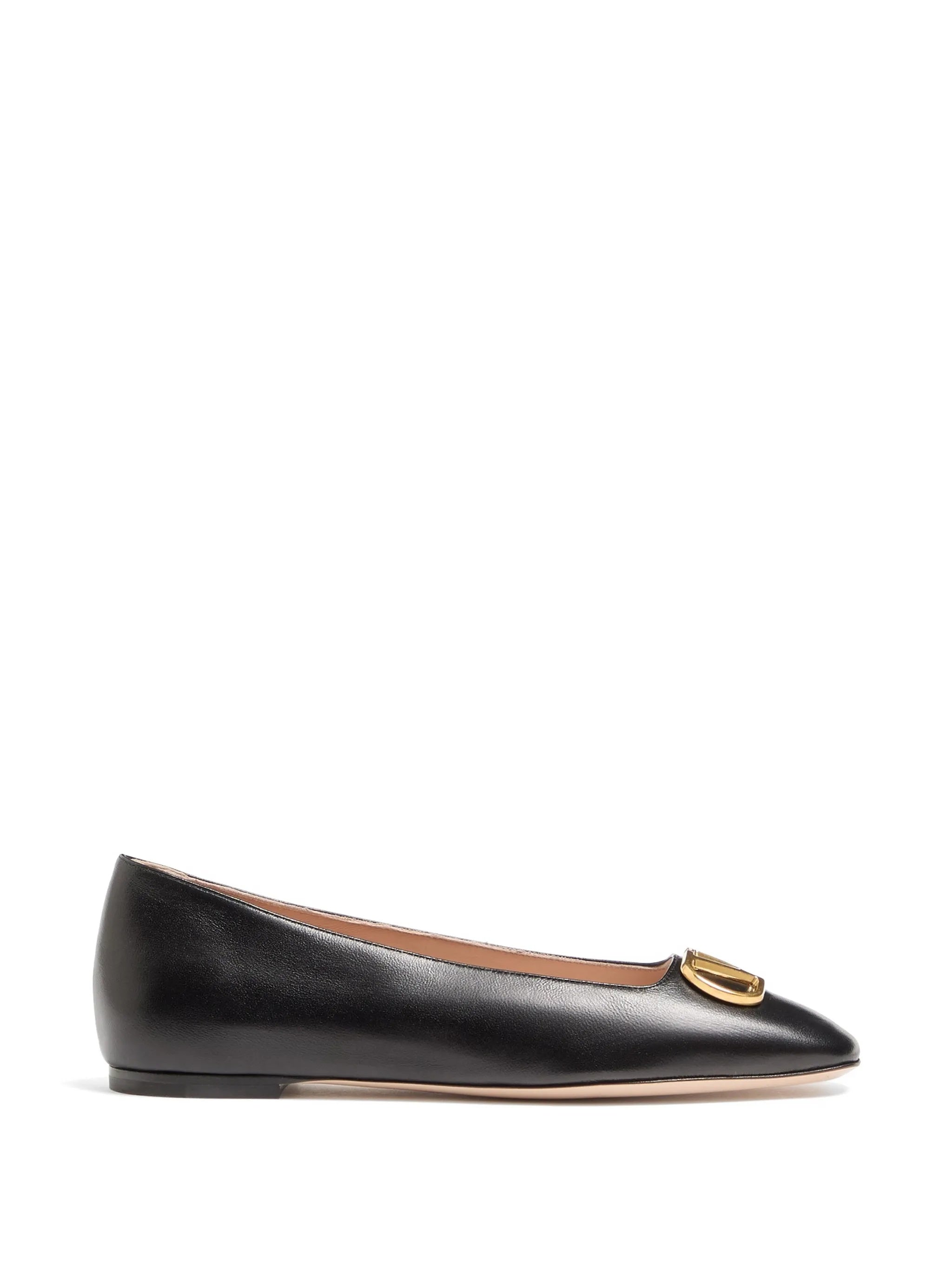 Black Vlogo Signature Pointed Toe Ballerinas