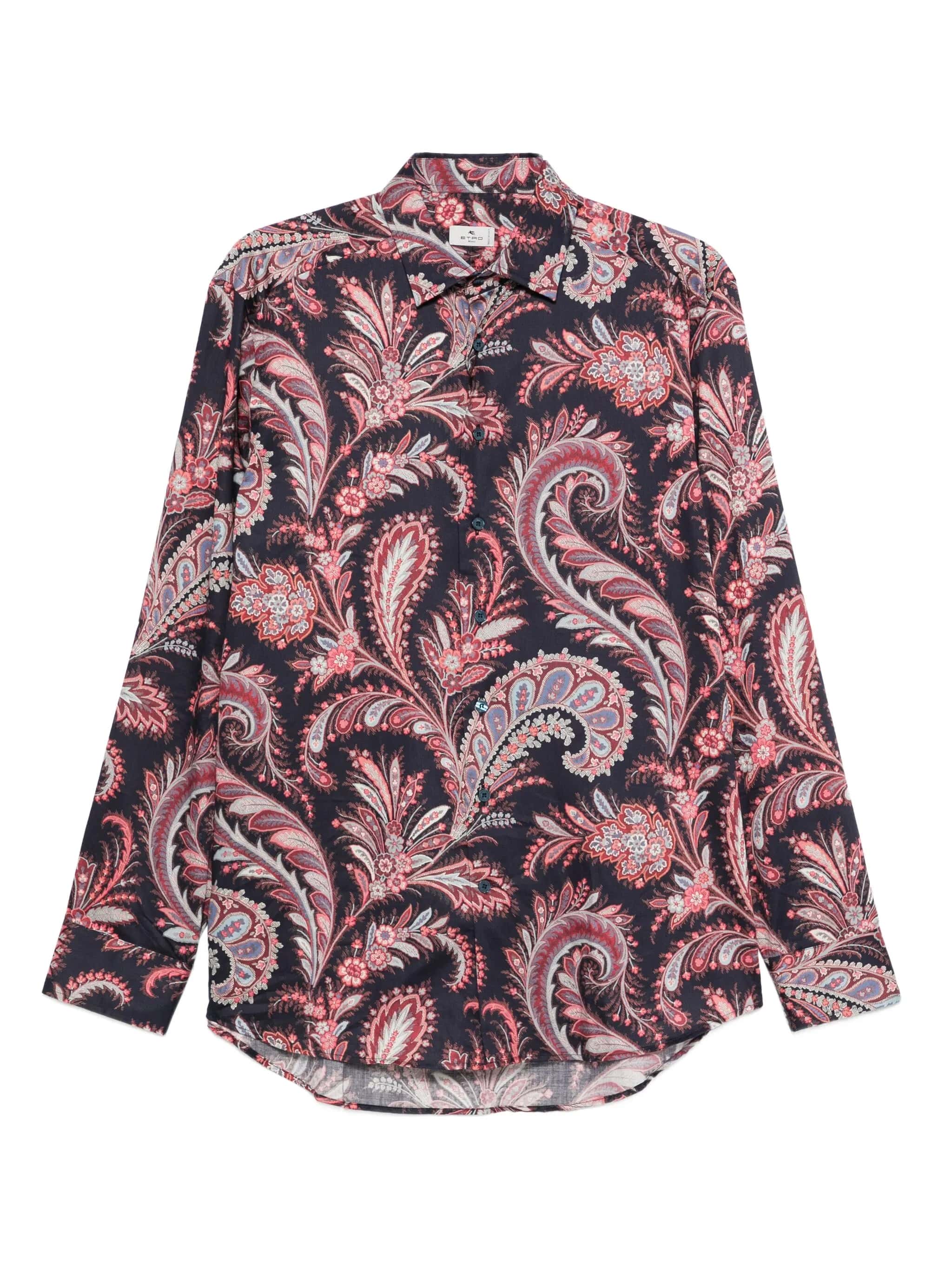 Roma Black Red Paisley Pattern Shirt