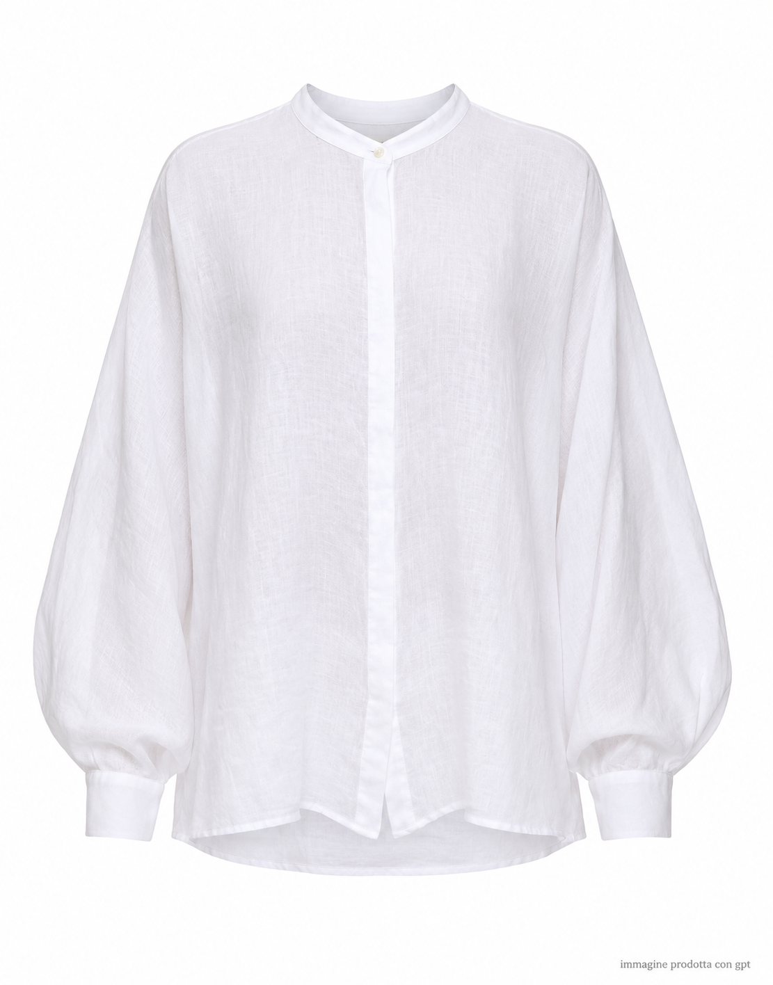White Batwing Sleeve Linen Button Shirt