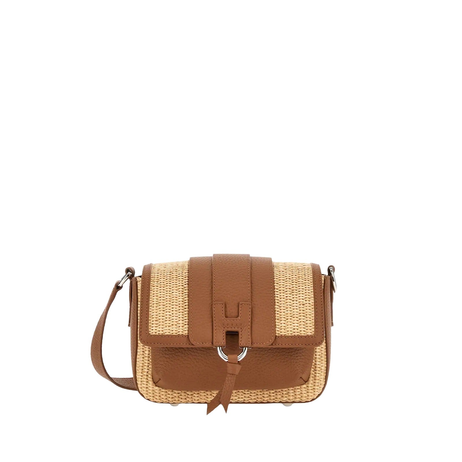 Beige Brown H01X Flap Bag Raffia Shoulder Bag