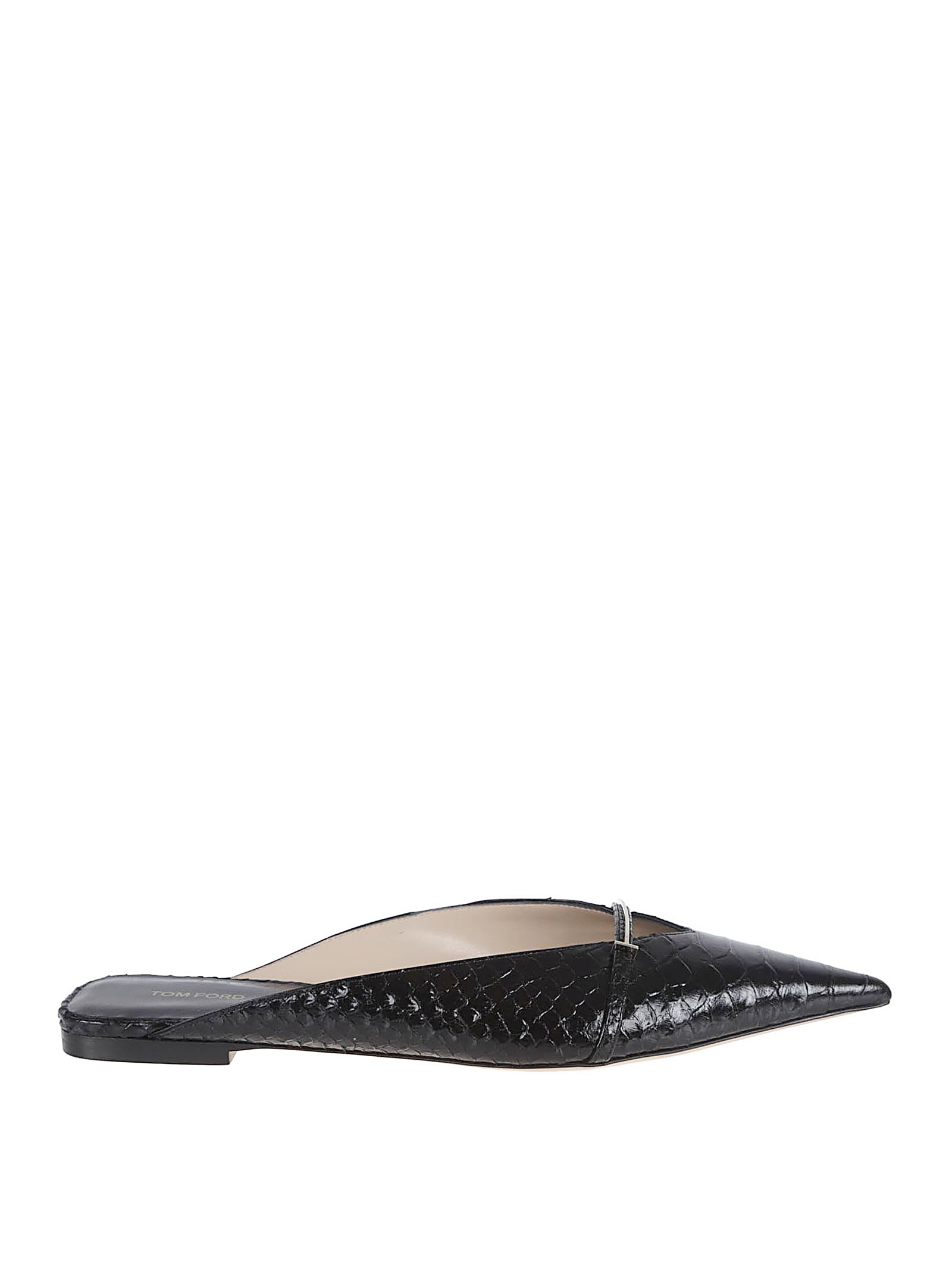 Pointed Toe Textured Leather Sandals with Signature T Hardware