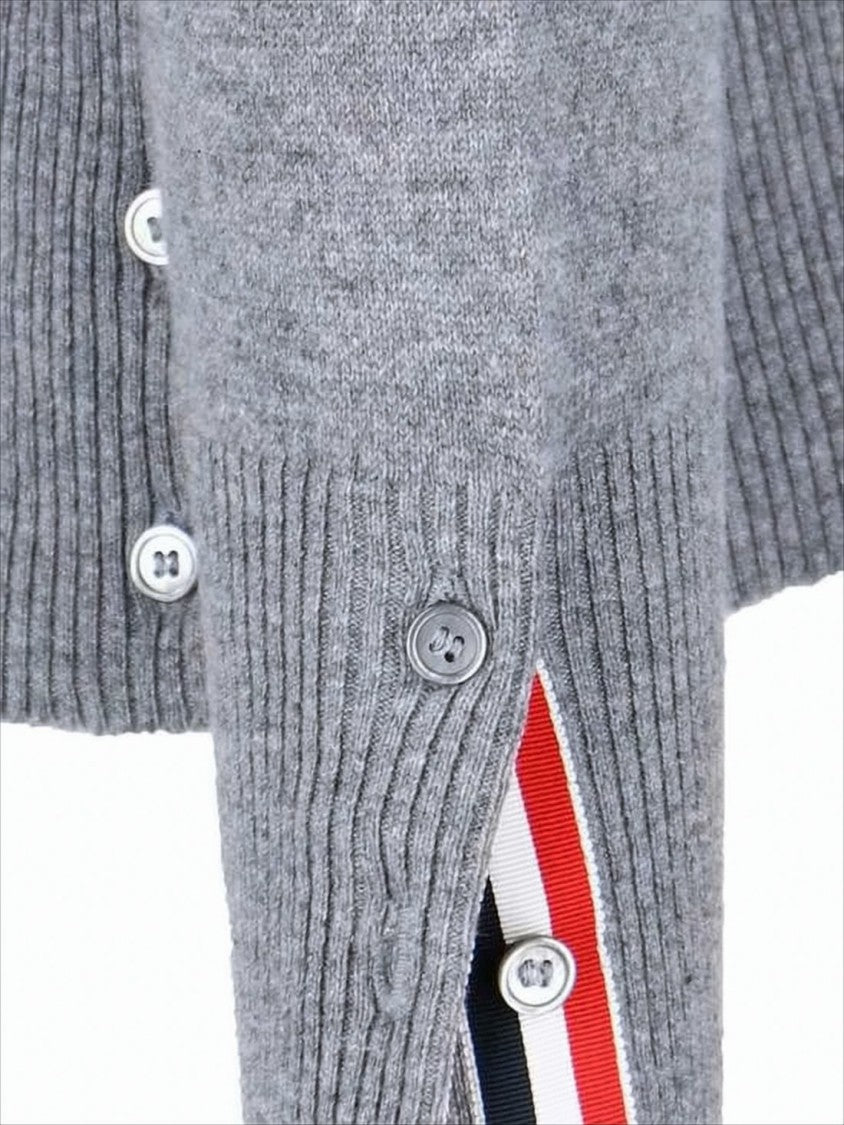 Cashmere Knit Sweater with Subtle Stripe Detail and Button Accents