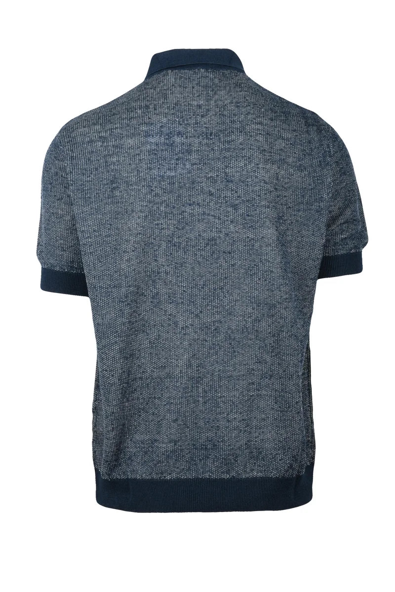 Blue Linen Cotton Knit Polo