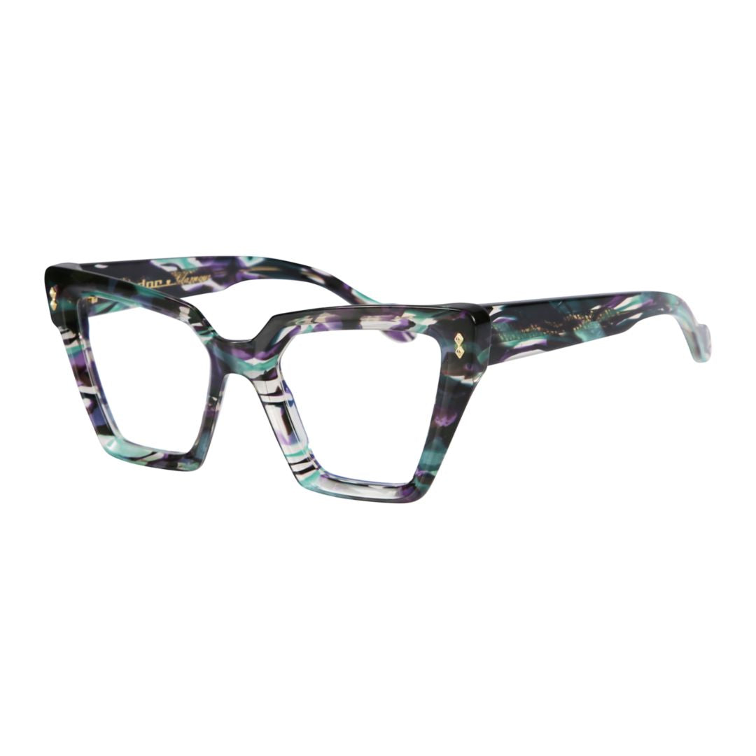 Vanessa Glamour Bold Oversized Geometric Eyeglasses with Marbled Pattern