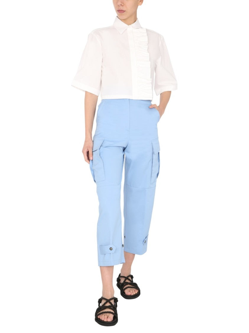 Cropped Cargo Pants With Buttoned Hem