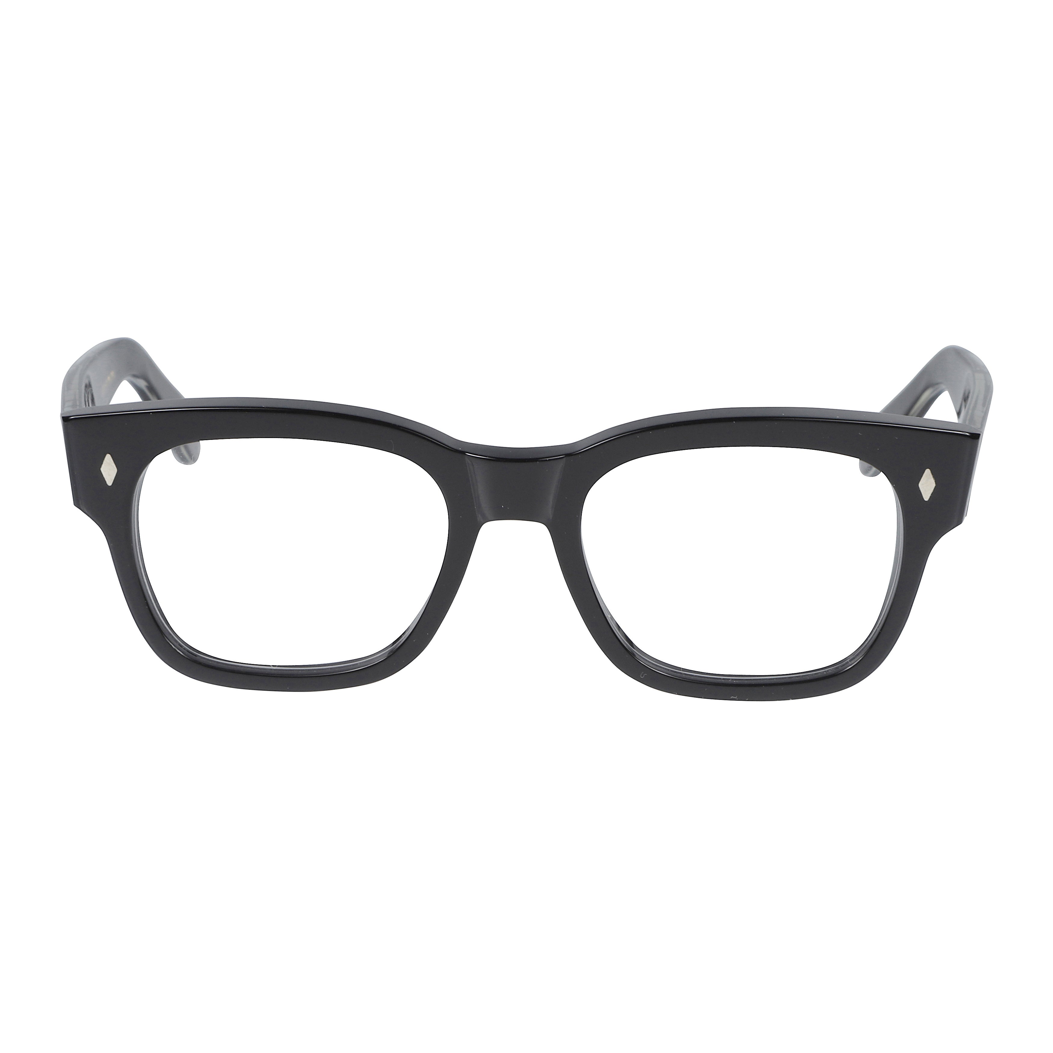Timeless/N 1962 Bold Rectangular Black Eyeglasses with Silver Accents