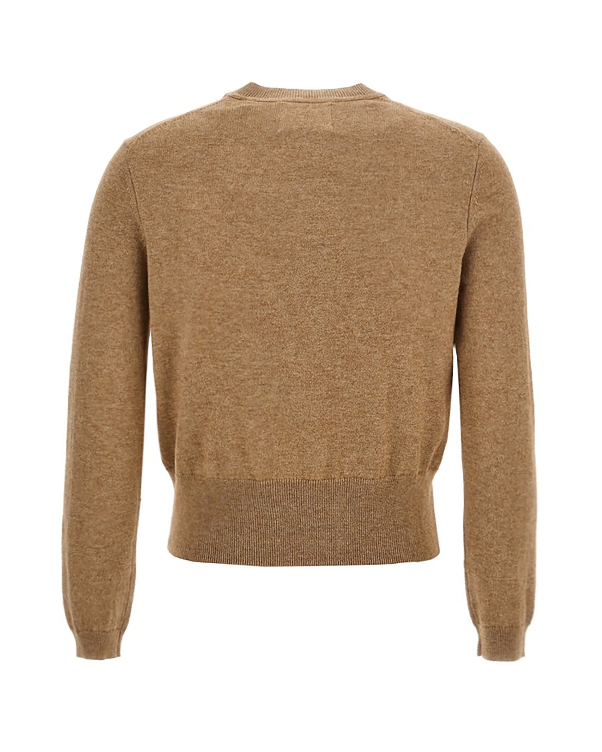 Mélange Knit Cardigan with Intarsia Logo