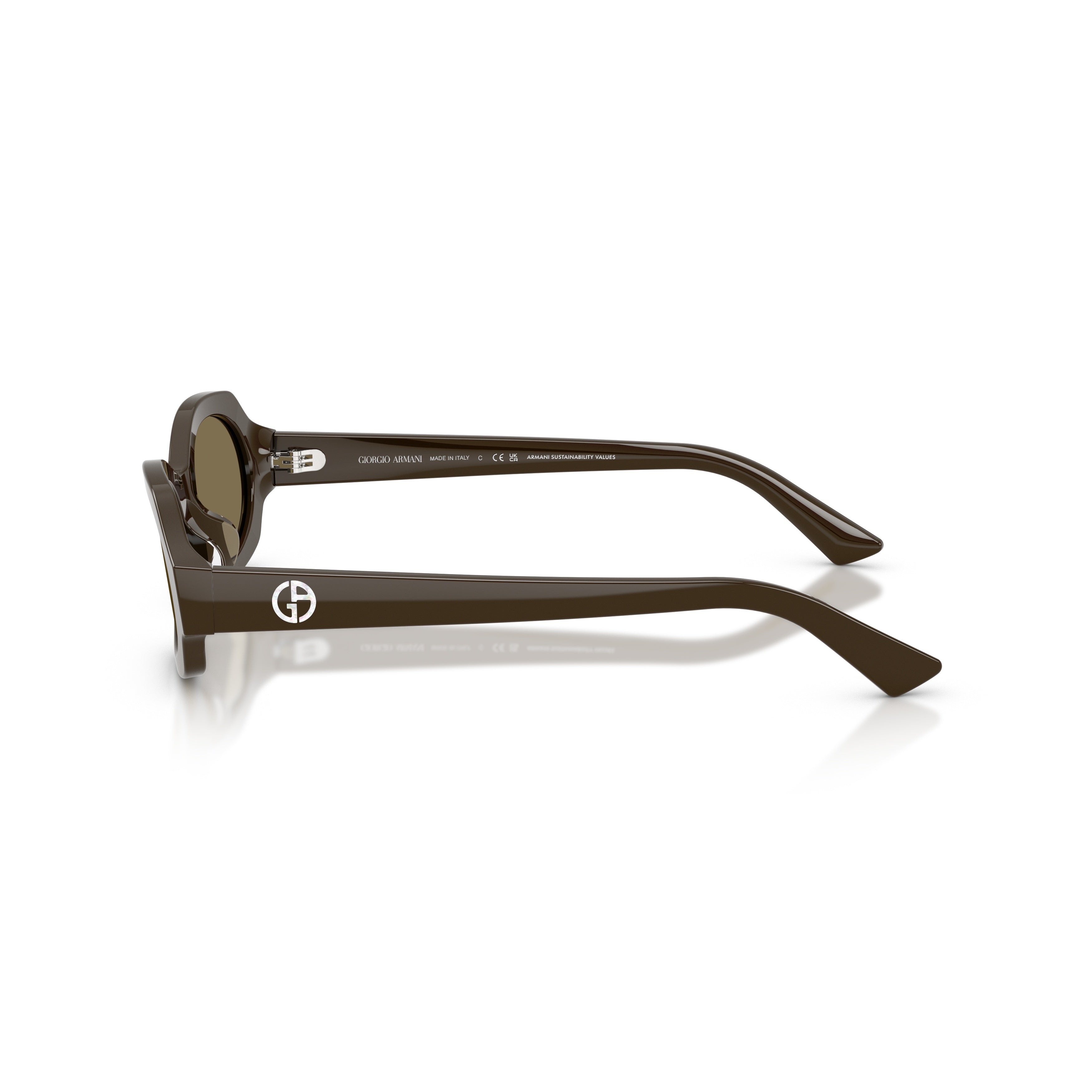 0ar8245hu Oval-Frame Brown Acetate Sunglasses with Geometric Detail