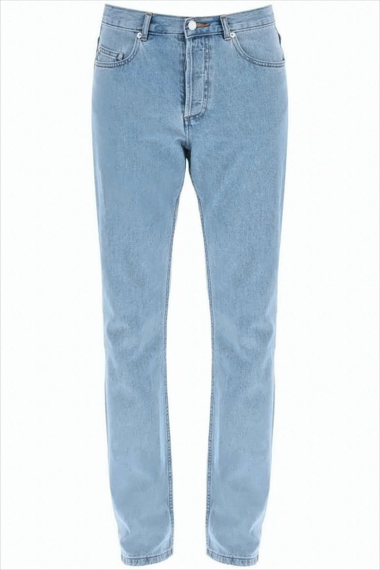 Light Blue Straight-Leg Denim Trousers with Five-Pocket Design