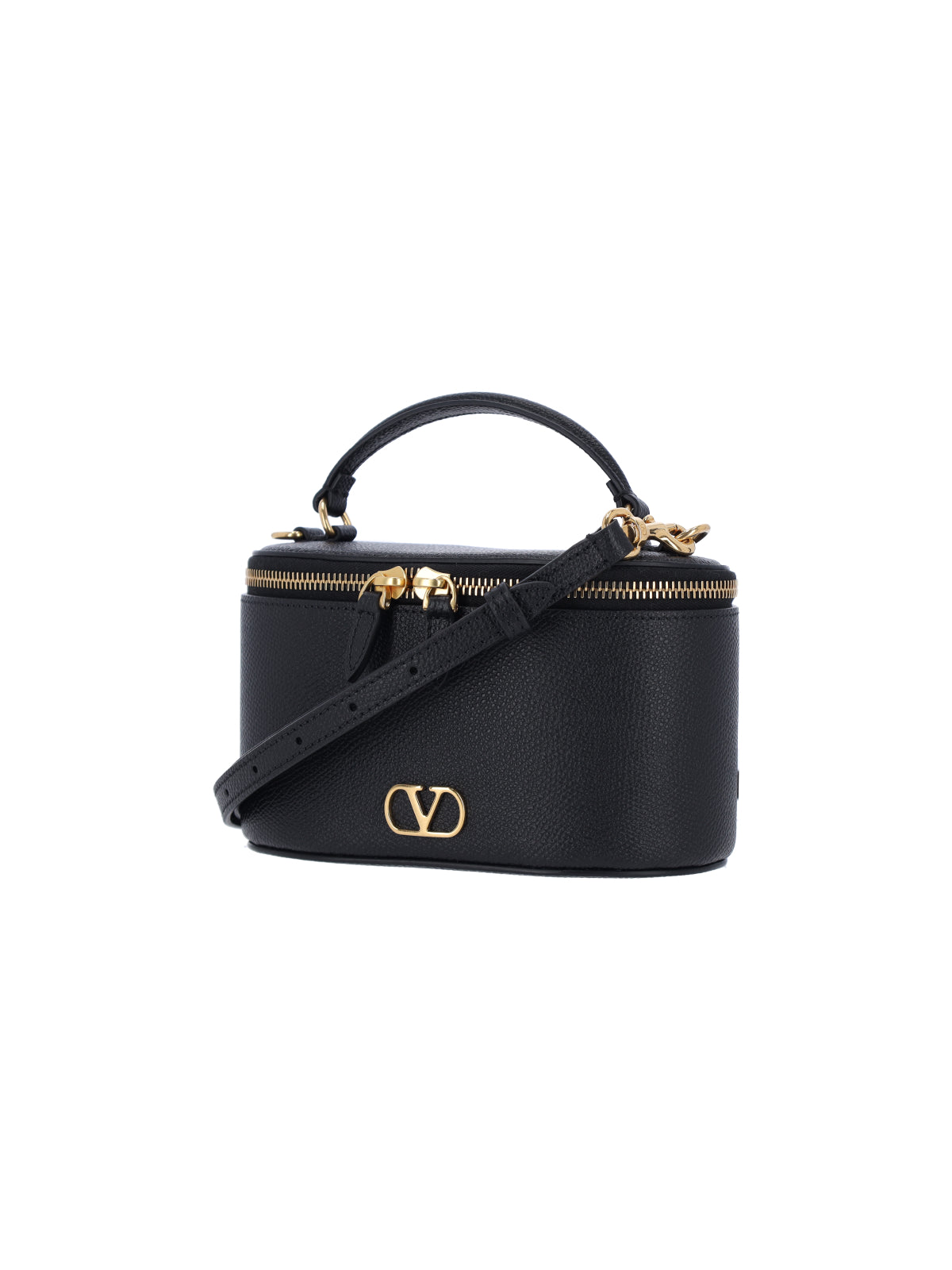 Black Calfskin "Vlogo Signature" Mini Vanity Bag
