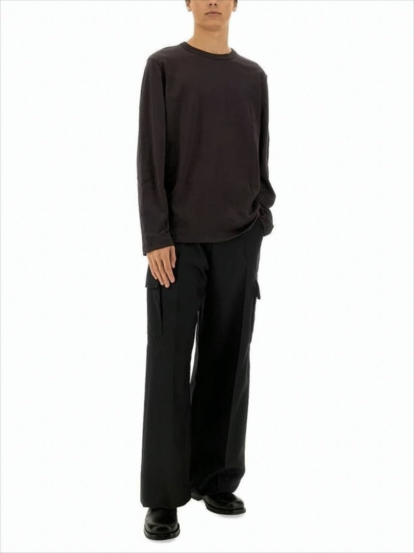Relaxed Fit Long-Sleeve Crew Neck T-Shirt with Tonal Logo