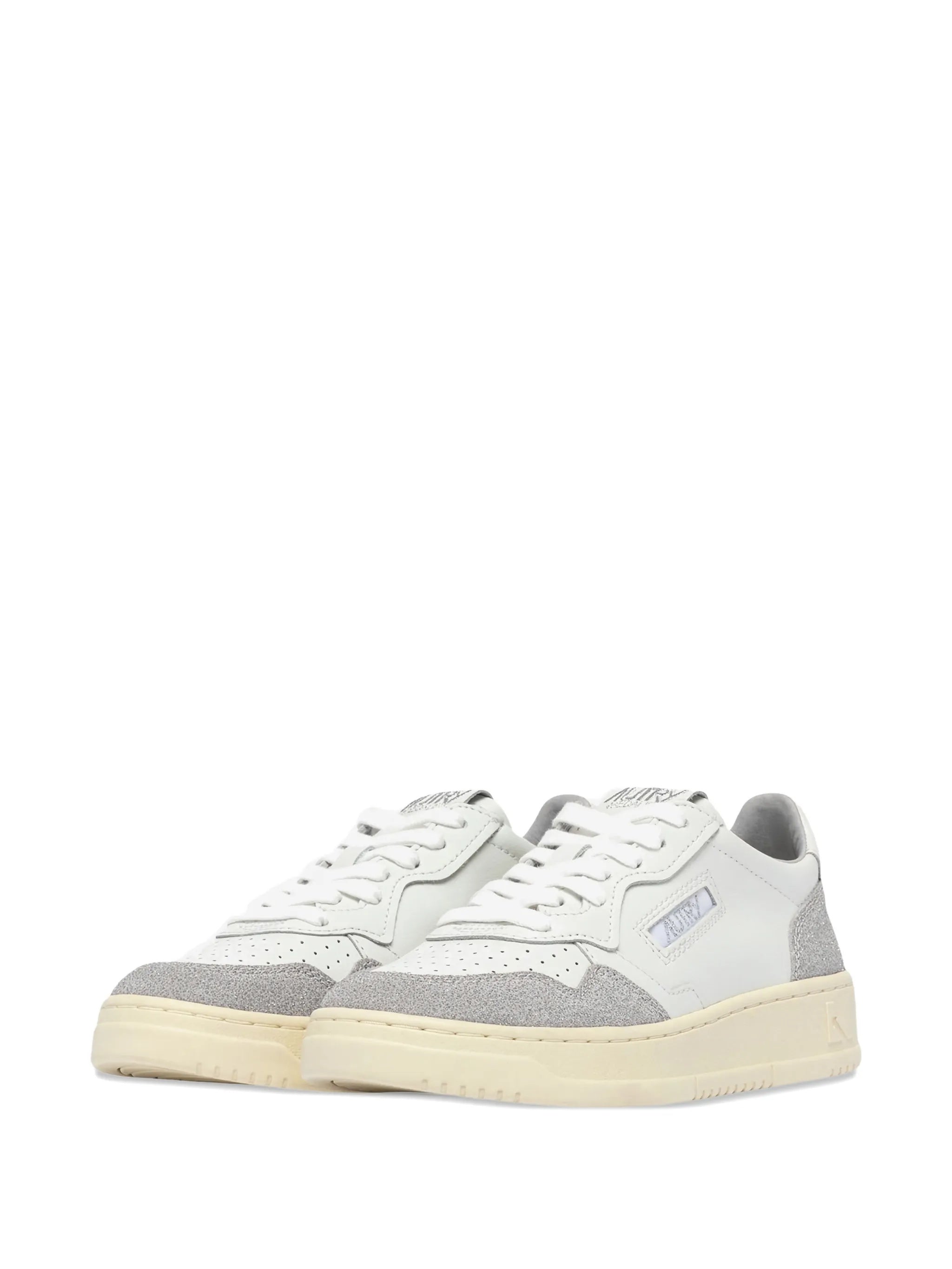 White Medalist Low Perforated Suede Sneakers