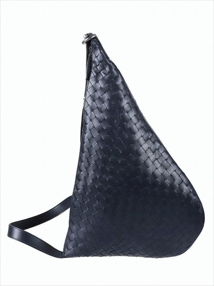 Triangular Woven Leather Shoulder Bag