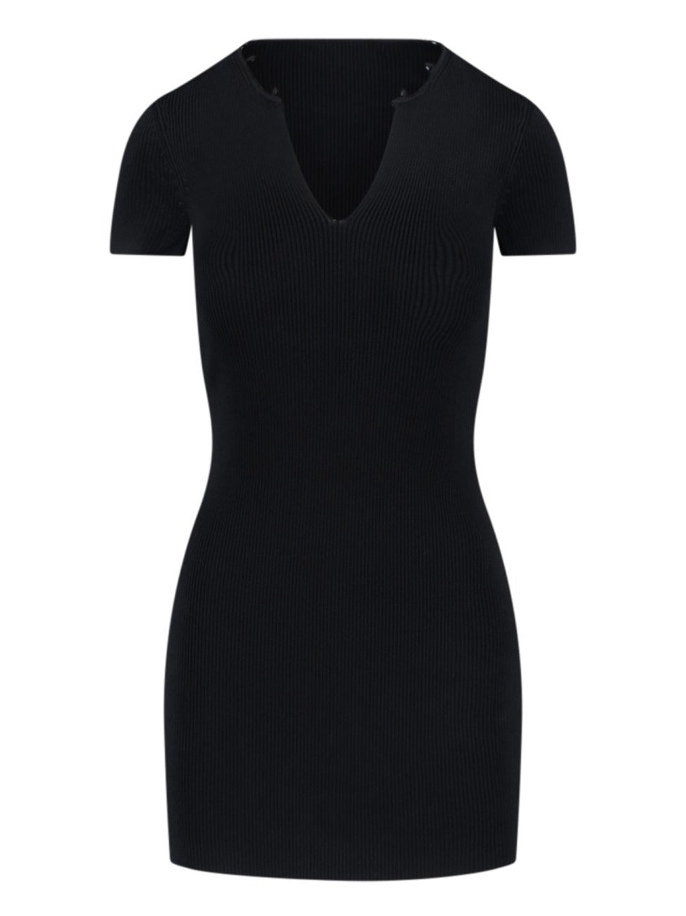 Ribbed Mini Dress With V-Neckline