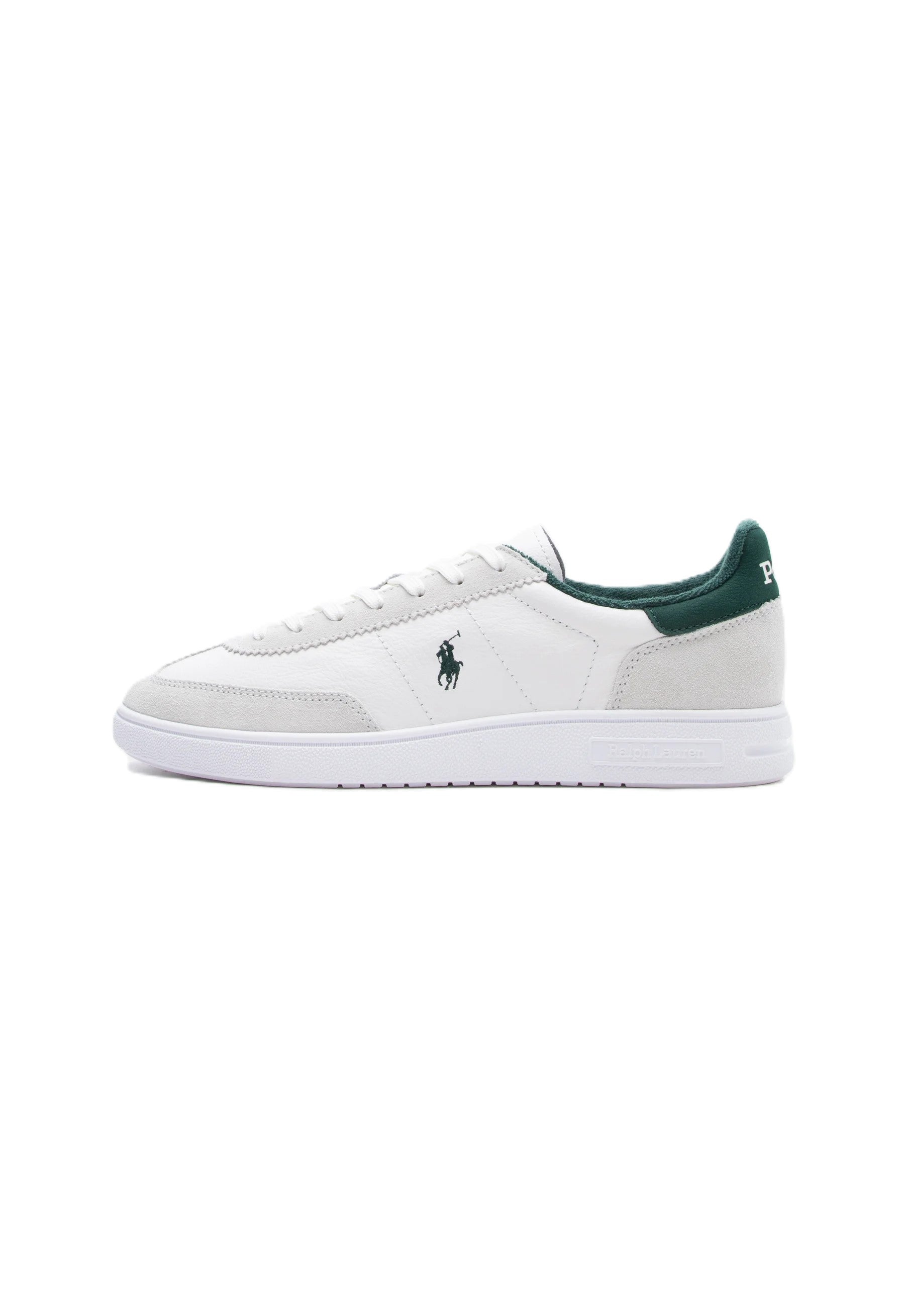 Low-Top White Leather Sneakers with Suede Overlays