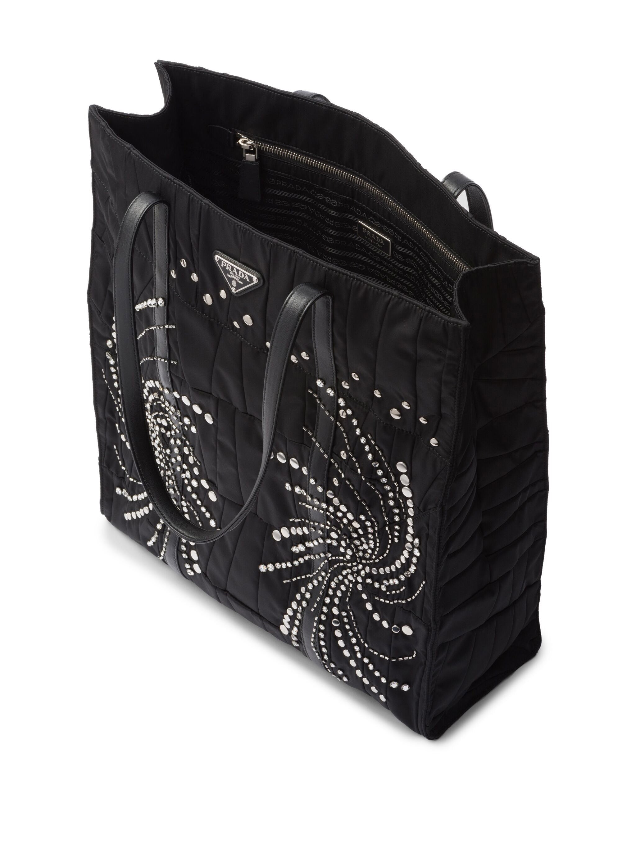 Black Quilted Re-Nylon Patchwork Tote