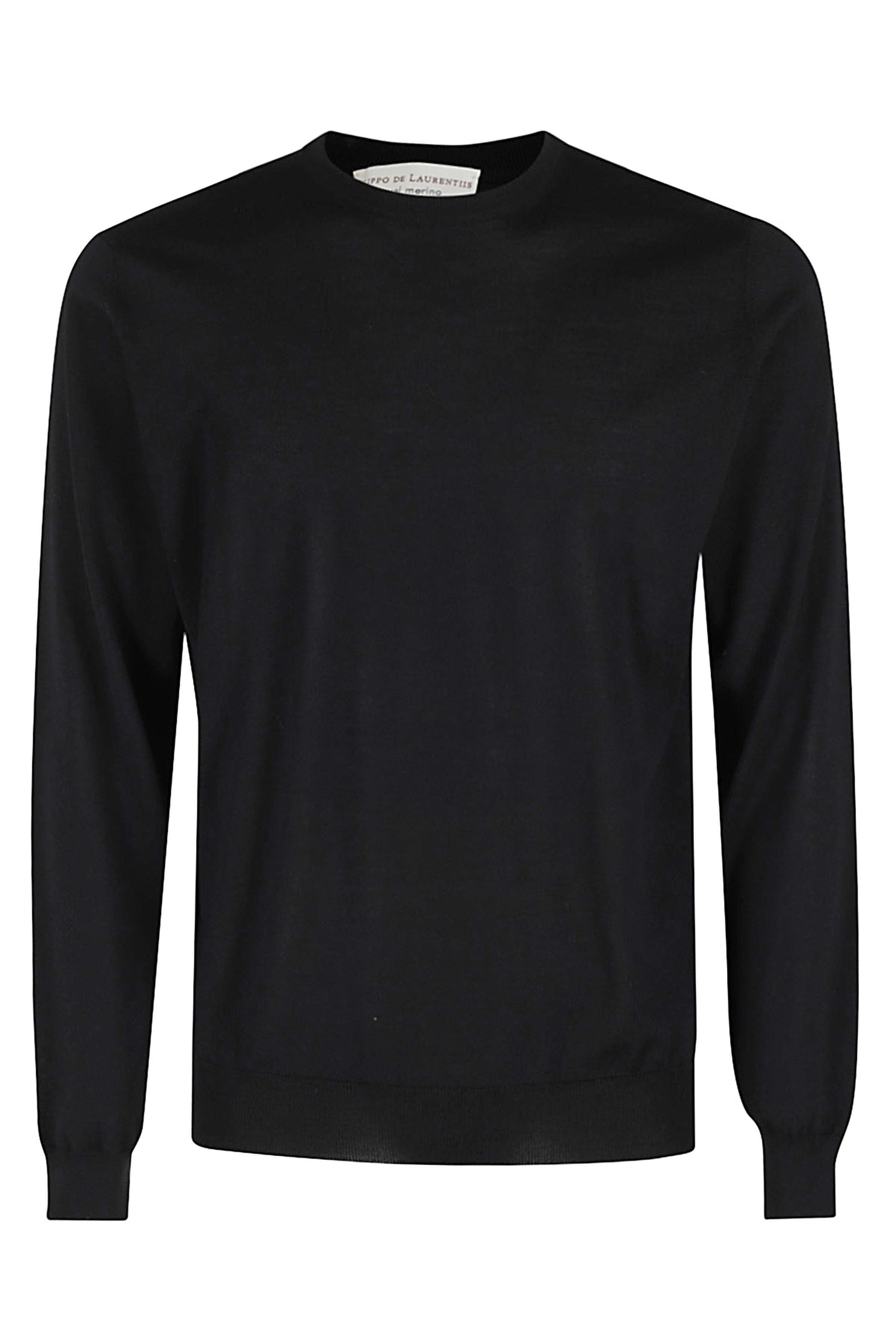 Black Merino Crewneck Sweater