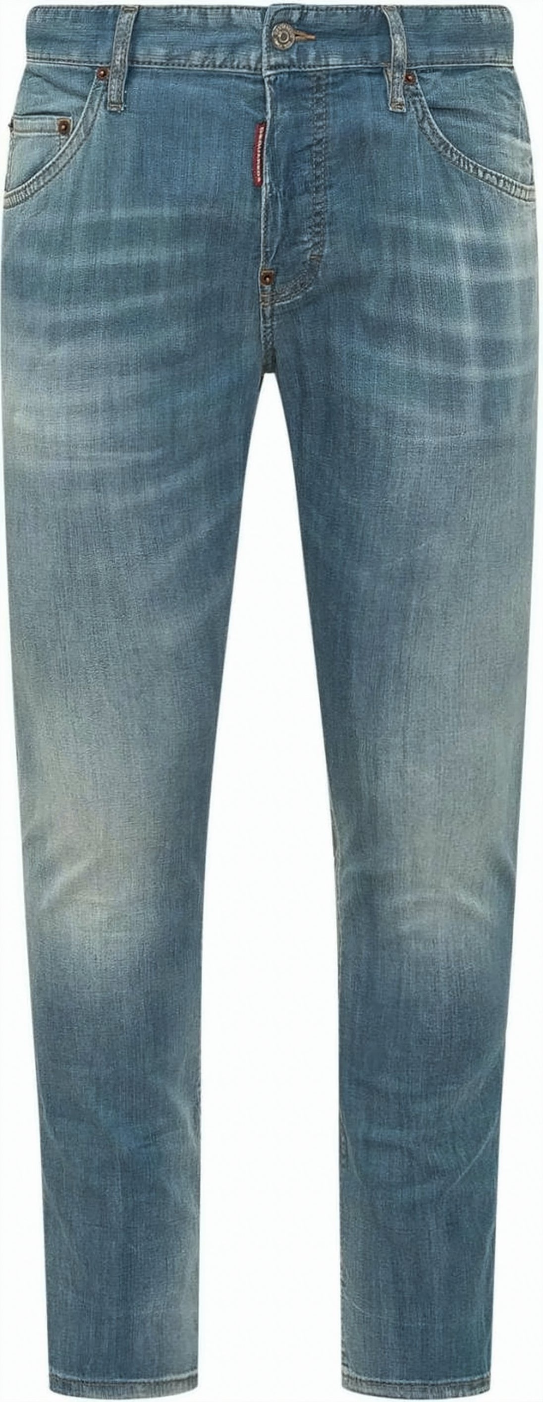 Blue Faded Wash Whiskering Denim Pants