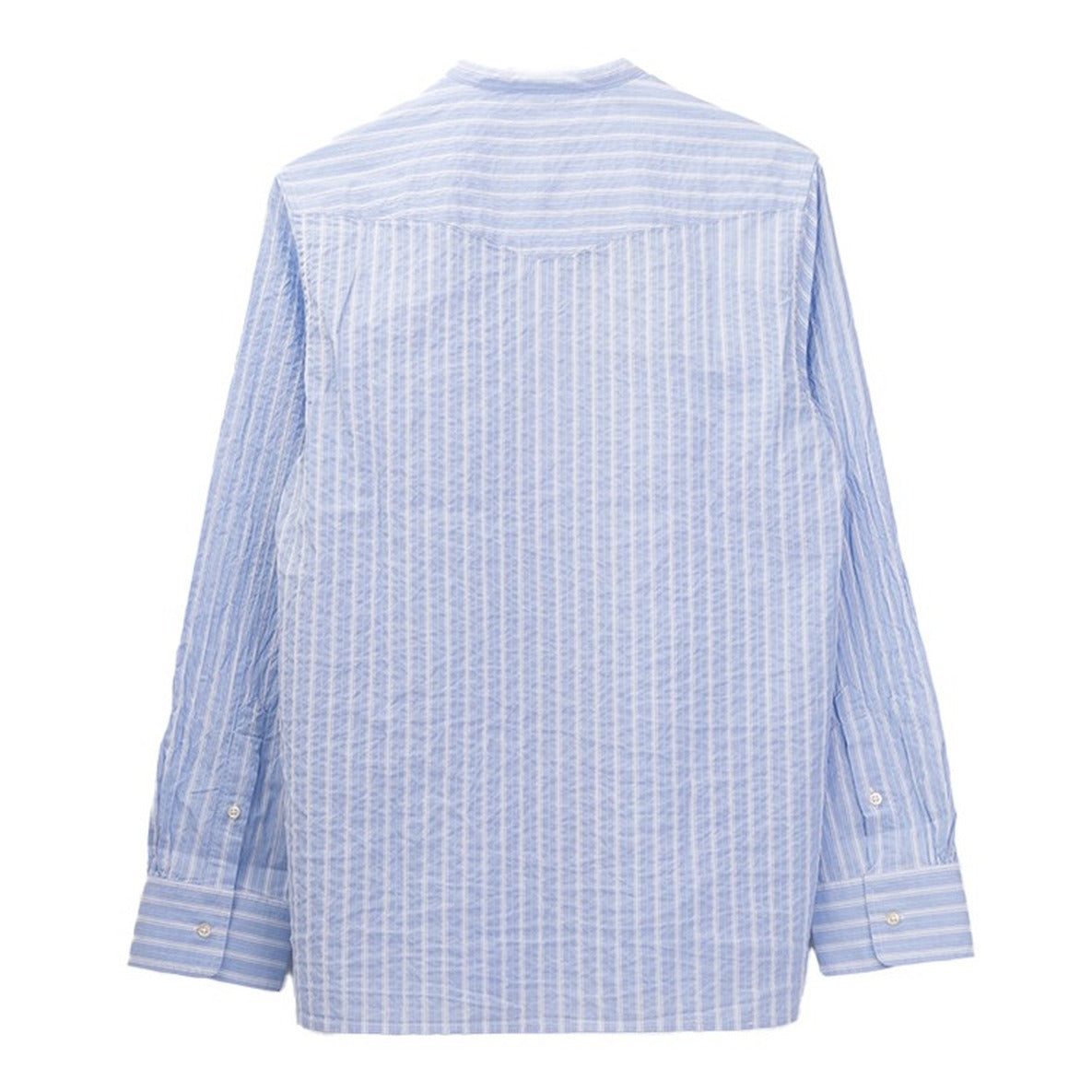 Band Collar Shirt With Gathered Pleats