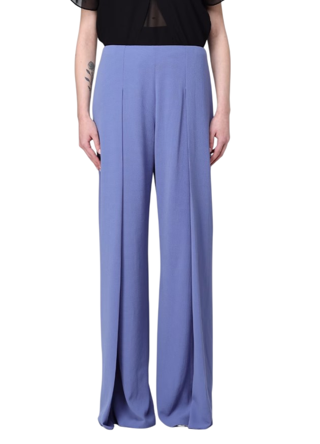 High Waisted Back Zip Palazzo Trousers