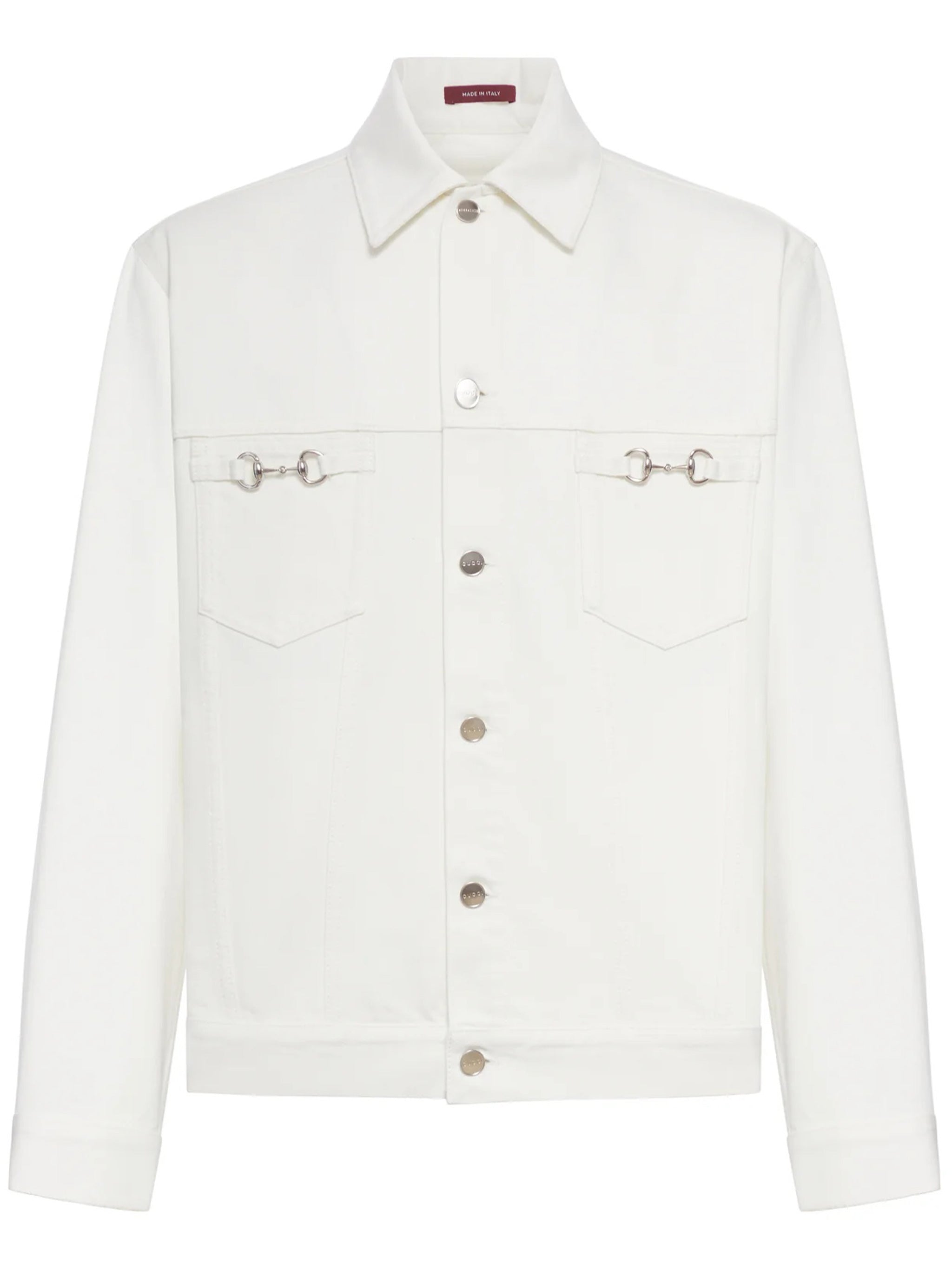 White Minimalist Classic Collar Cotton Jacket