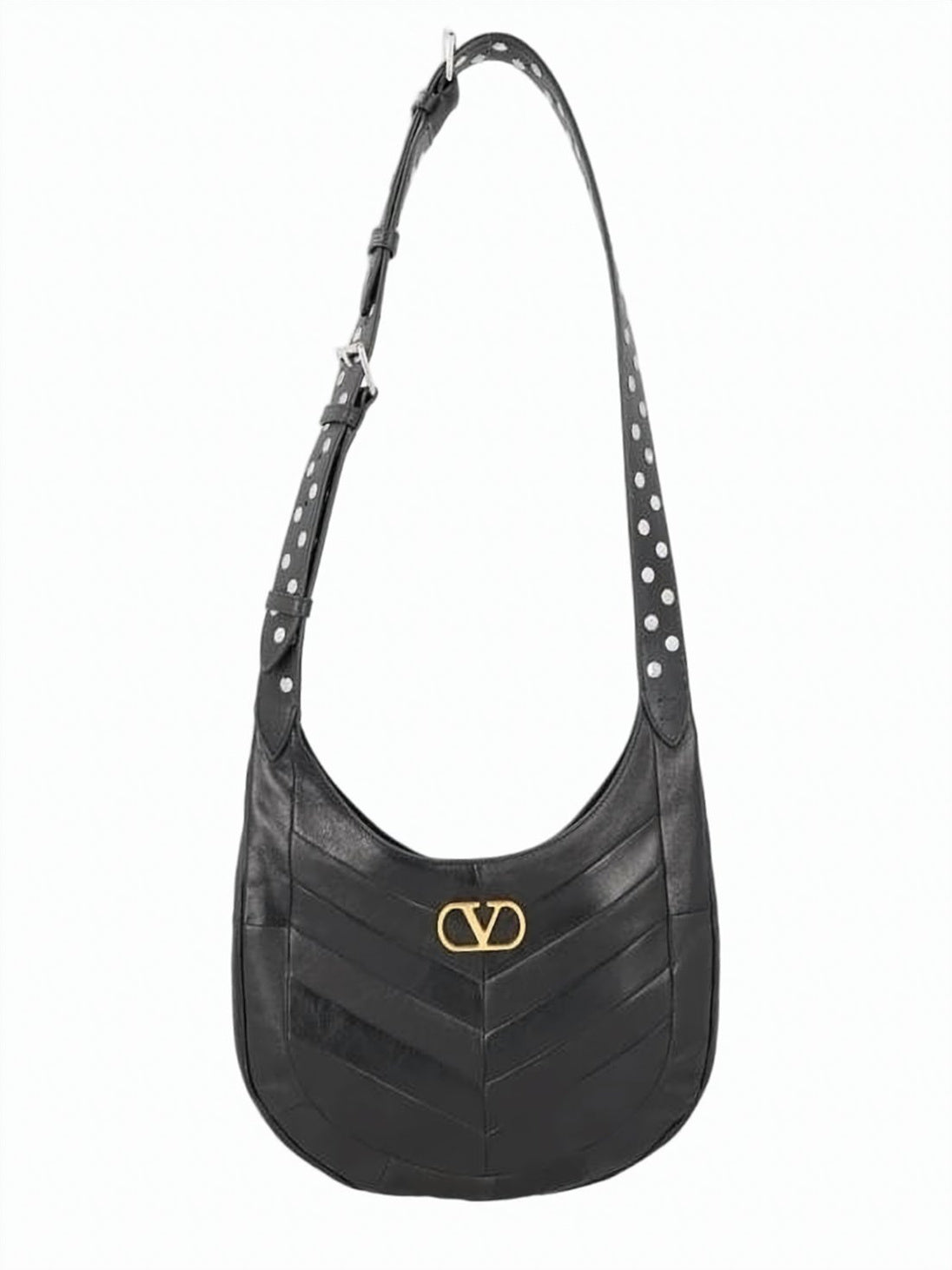 Chevron-Patterned Nappa Leather Shoulder Bag