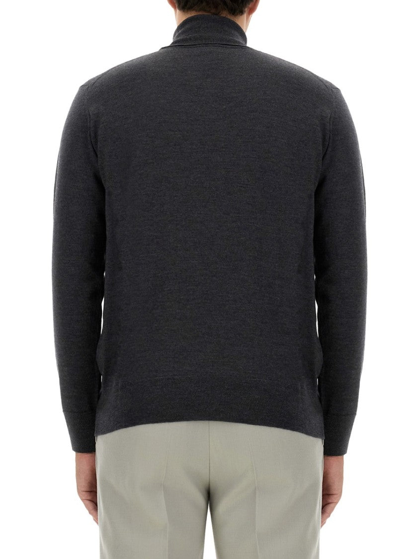 Fitted Grey Wool Turtleneck