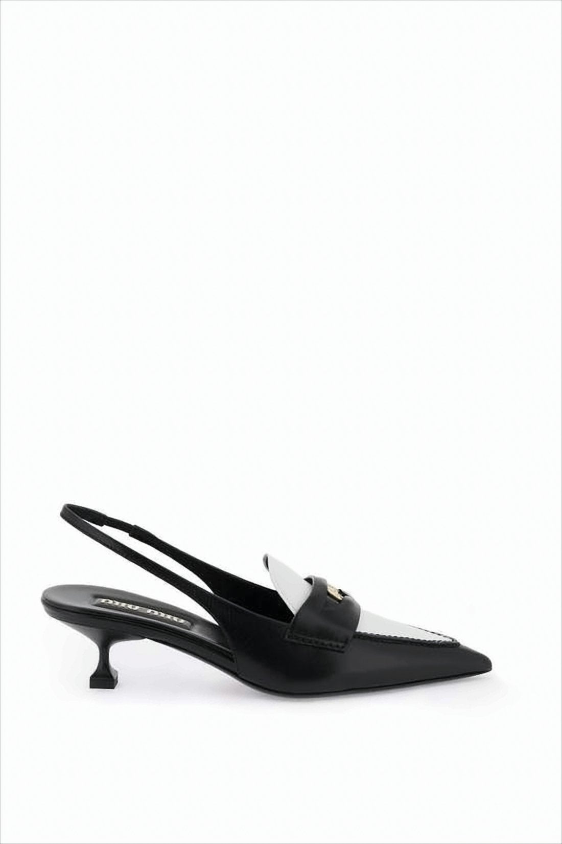 Pointed-Toe Slingback Pumps with Low Sculpted Heel