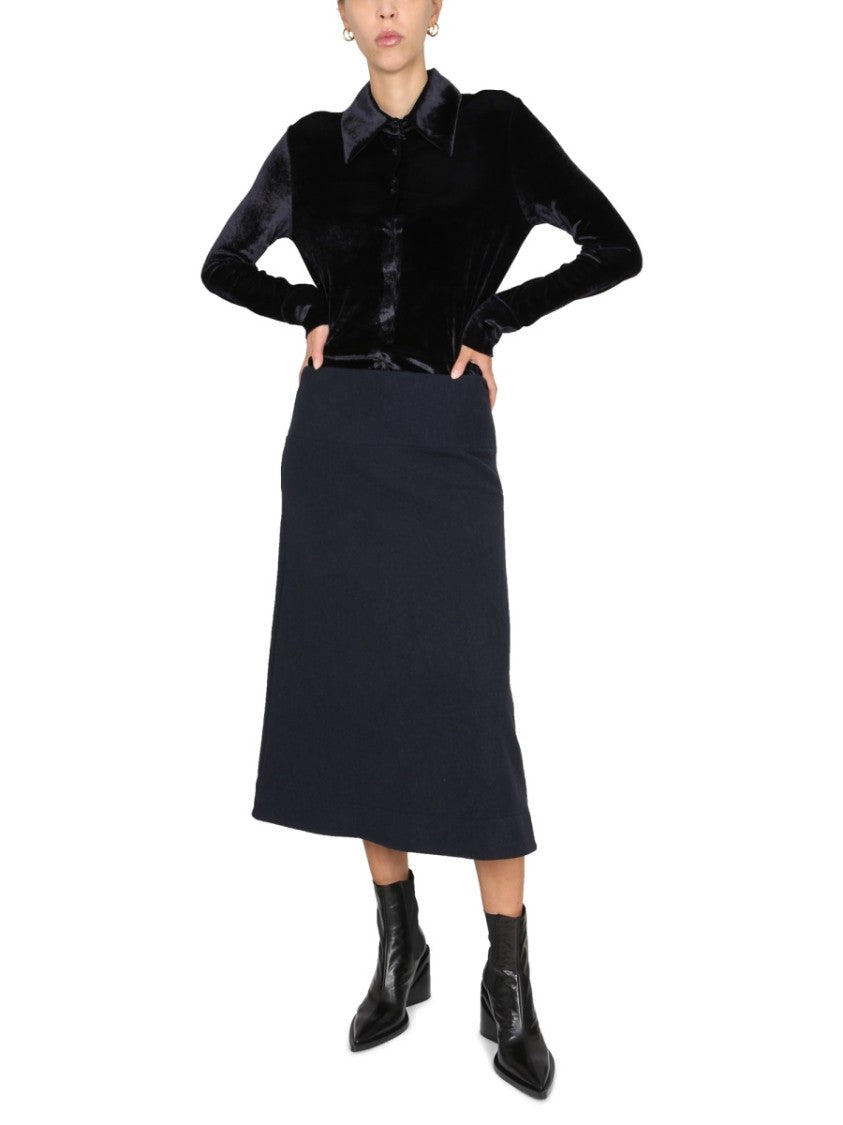 Flared Black Midi Skirt