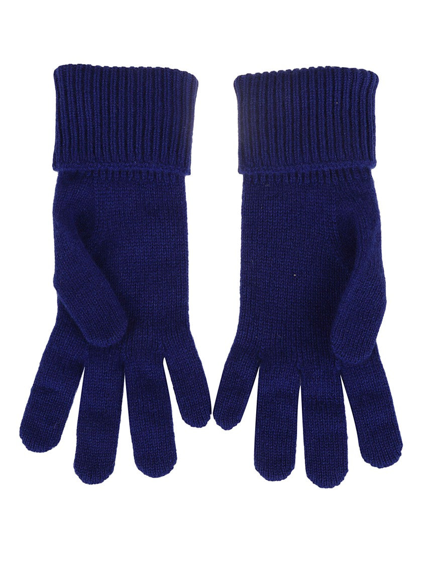 Cashmere Knitted Gloves With Ribbed Cuff