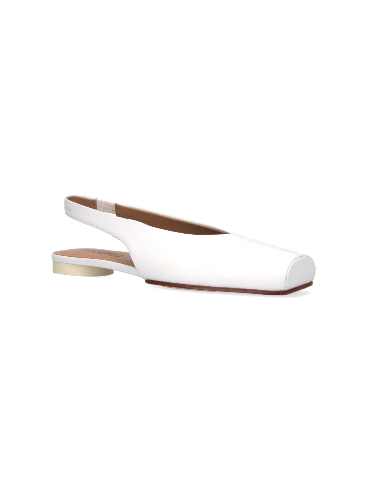 Slingback Ballerina Flats In Smooth White Goat Leather