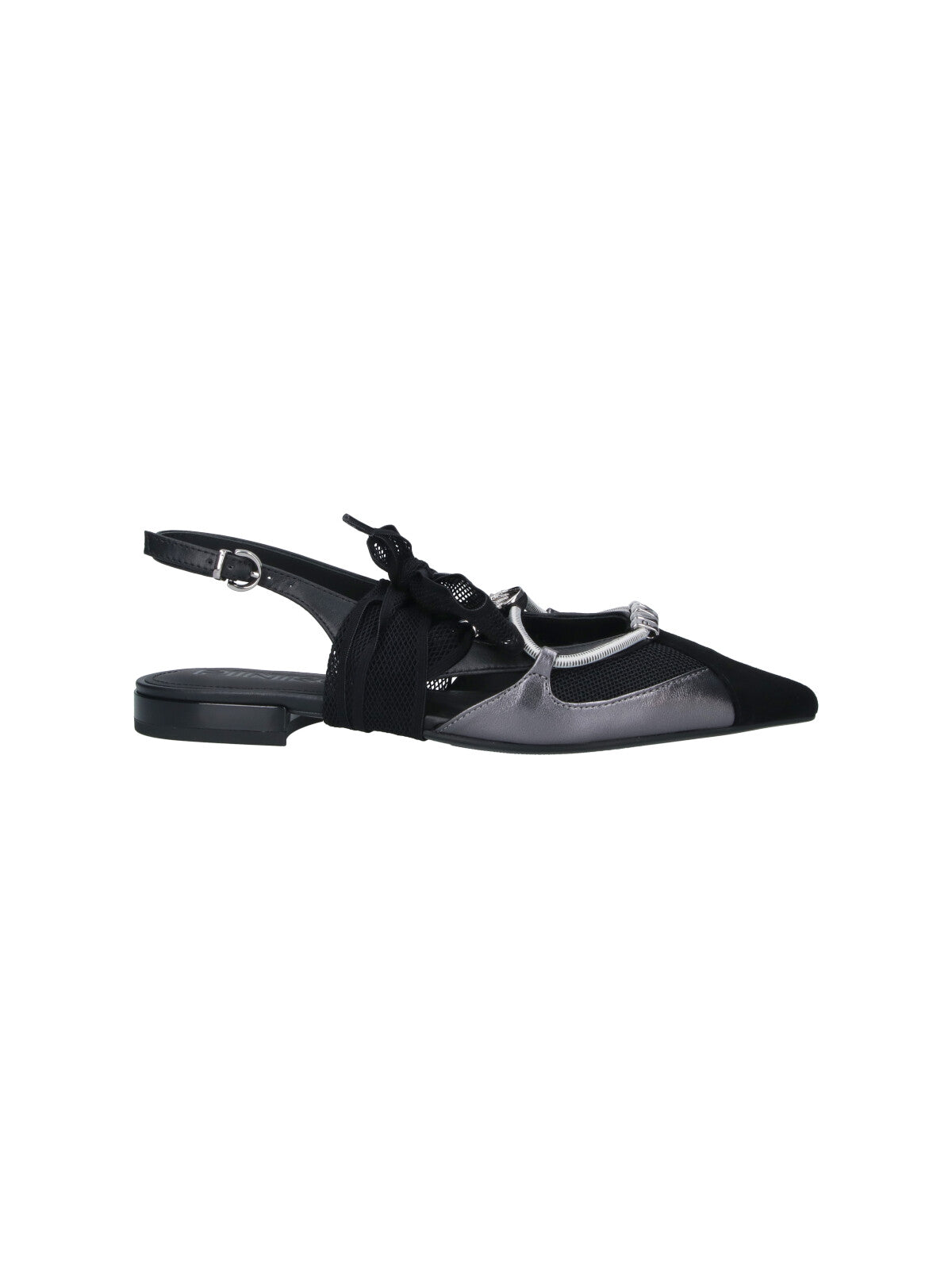 Black Gianira Leather Fabric Ballerinas