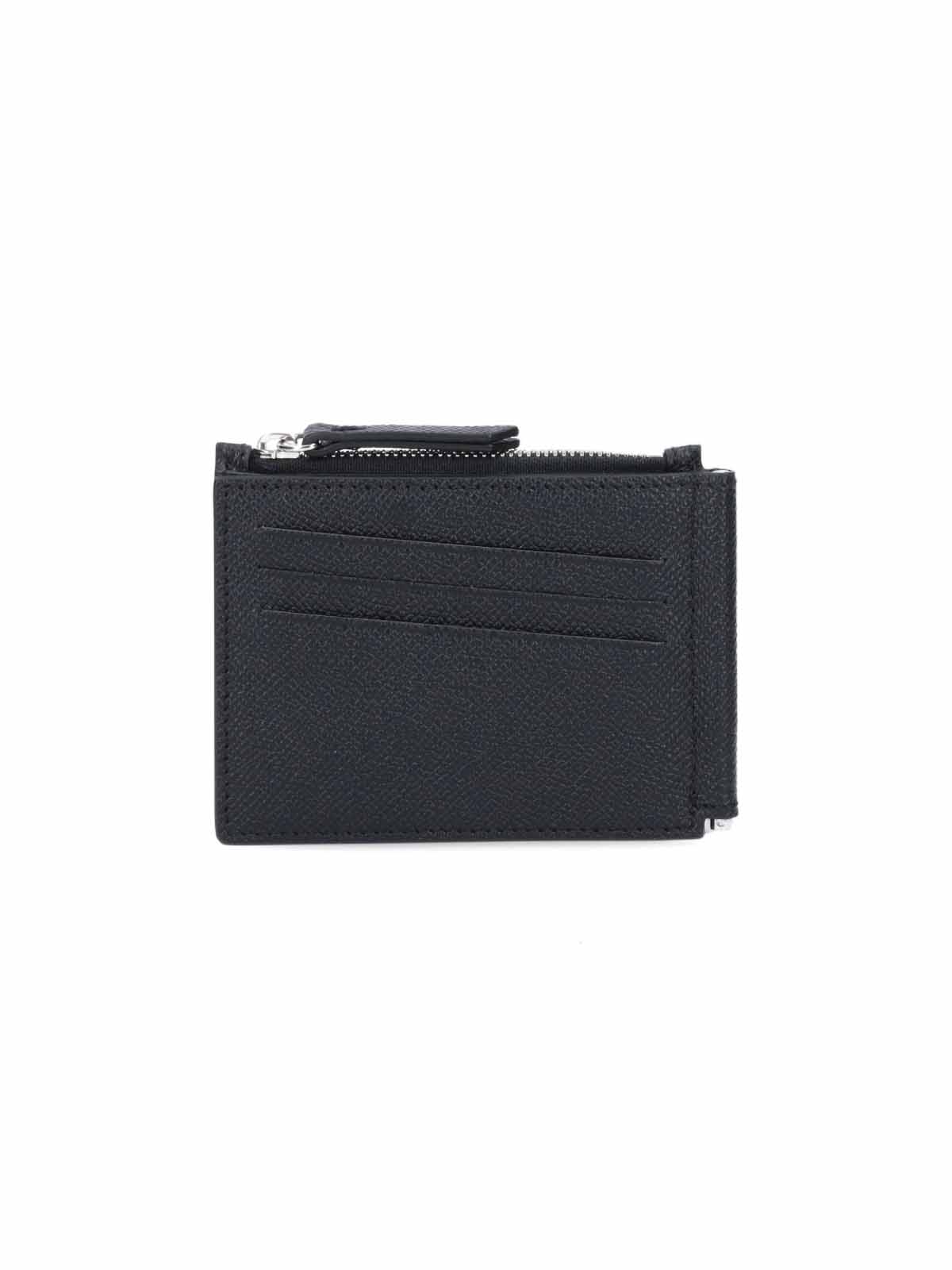 Textured Black Calf Leather Zip Wallet