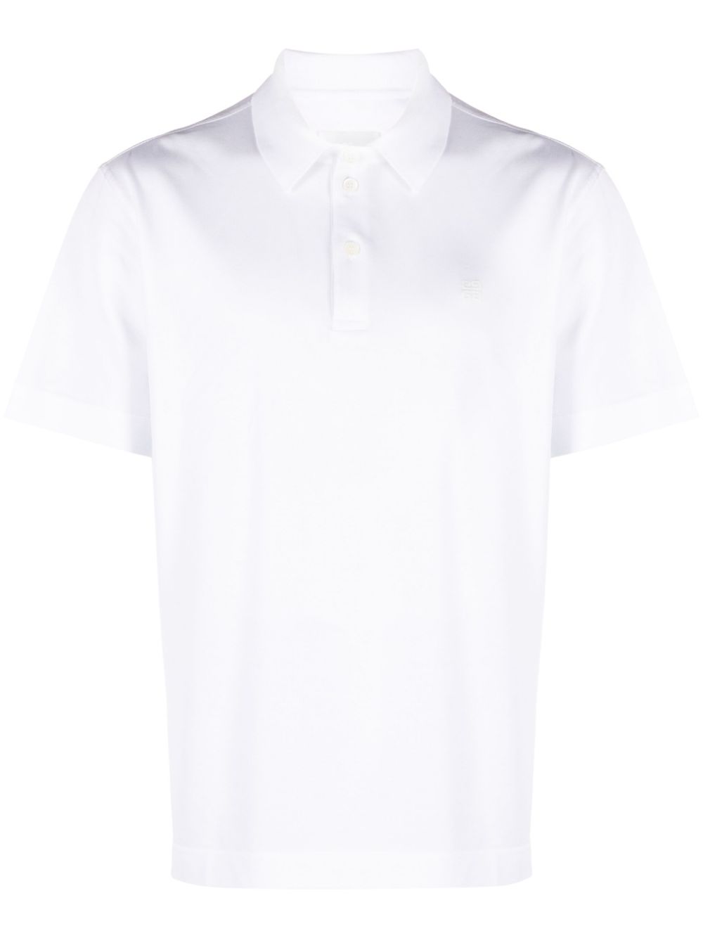 Signature Embroidered White Cotton Piqué Polo Shirt