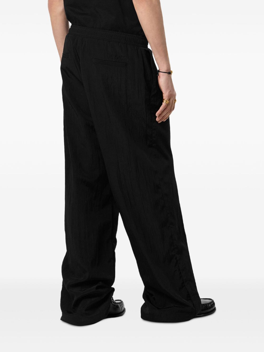 Crinkled Nylon Joggers With Refined Logo Embroidery