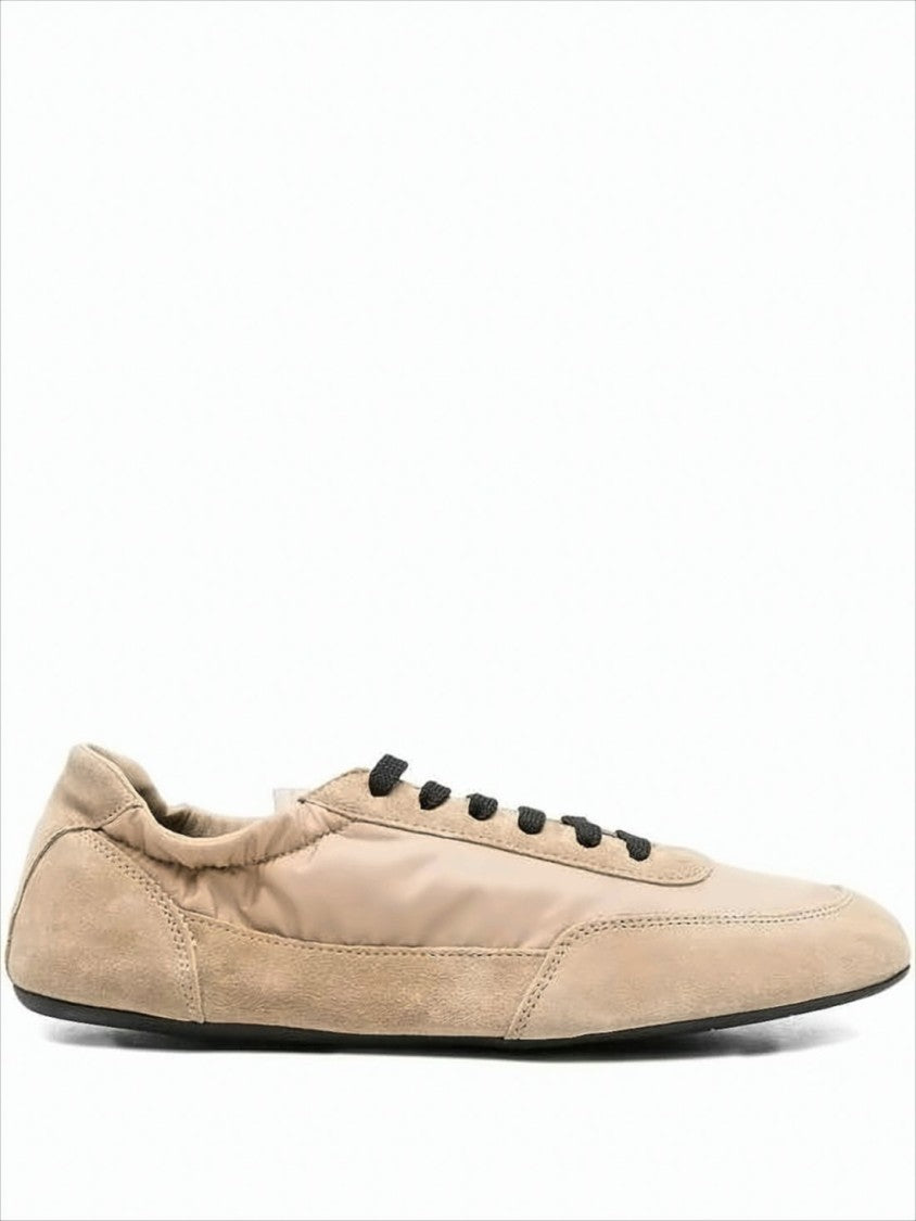 Low-Profile Minimalist Sneakers with Suede and Leather Textures